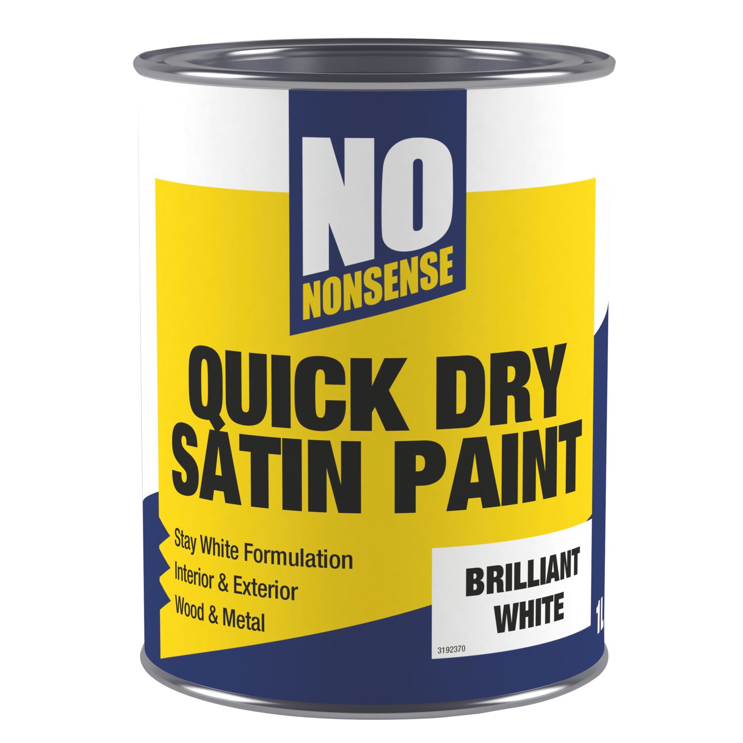 No Nonsense 1Ltr Brilliant White Satin Water-Based Trim Paint (699FR)