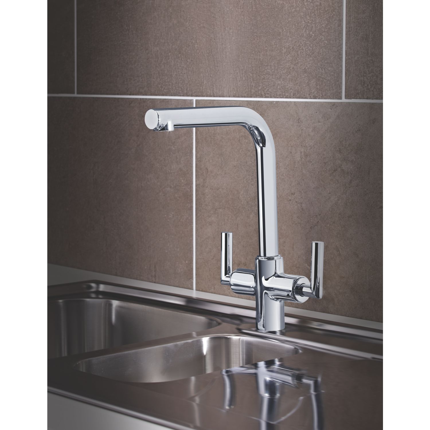 Dolce Dual-Lever Mono Mixer Kitchen Tap Chrome (7005P)