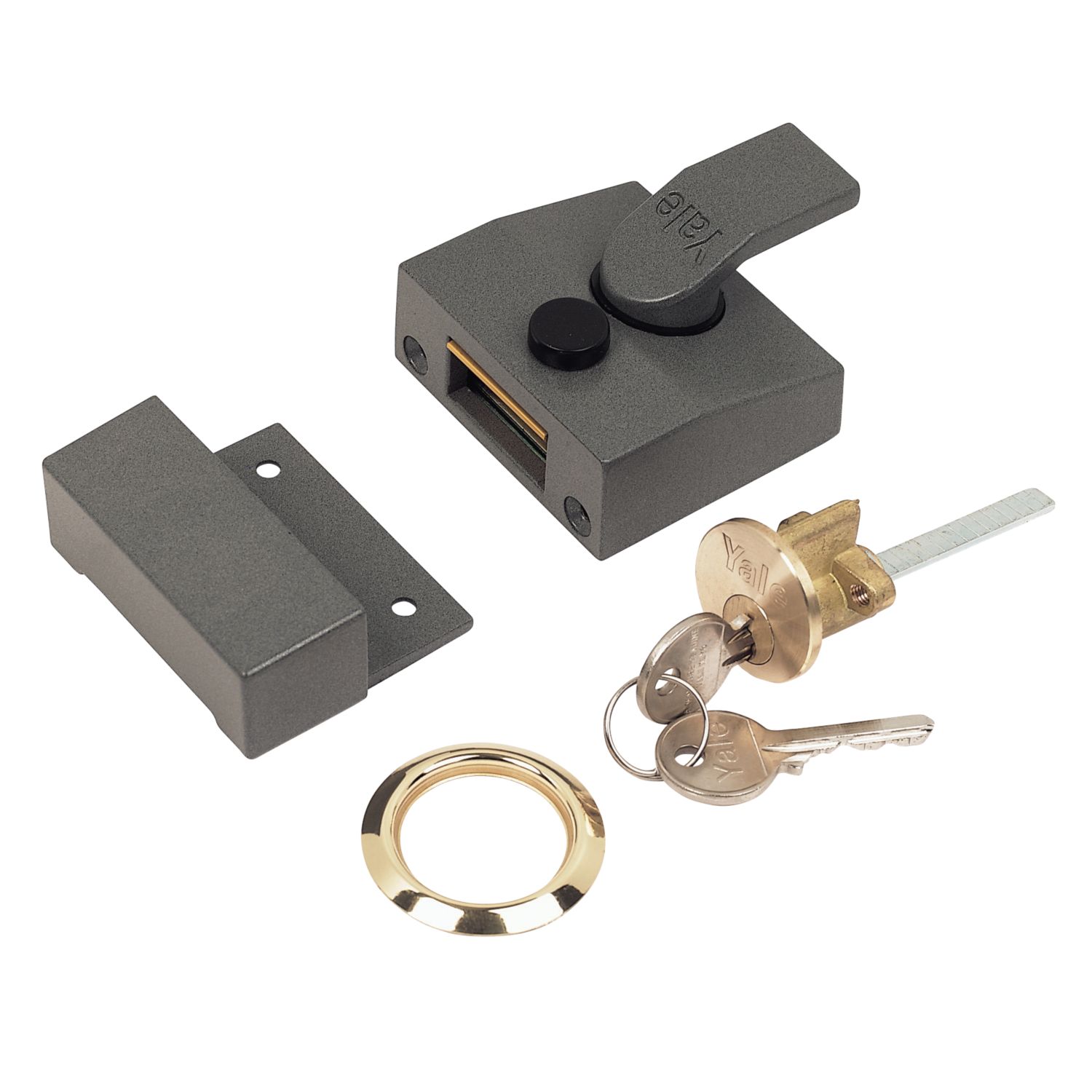 Yale 630085001702 Narrow Night Latch Grey 40mm Backset (70141)