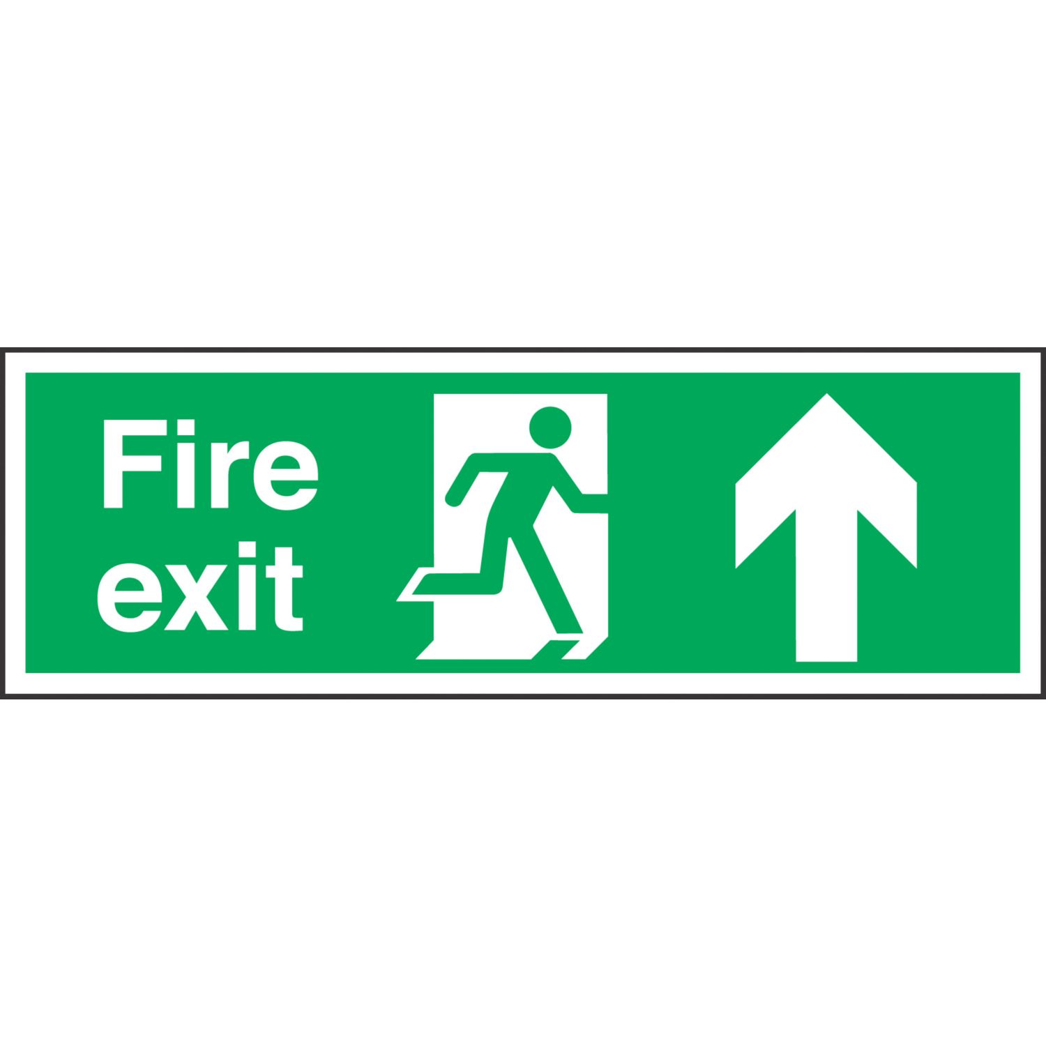 Non Photoluminescent "Fire Exit" Up Arrow Sign 150mm x 450mm (70189)