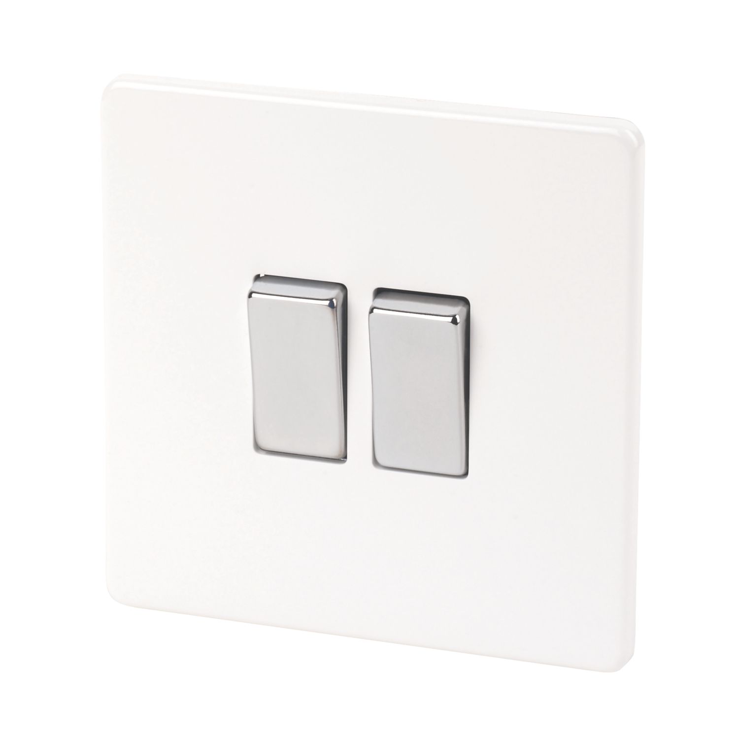Varilight 10AX 2-Gang 2-Way Light Switch Ice White (70373)