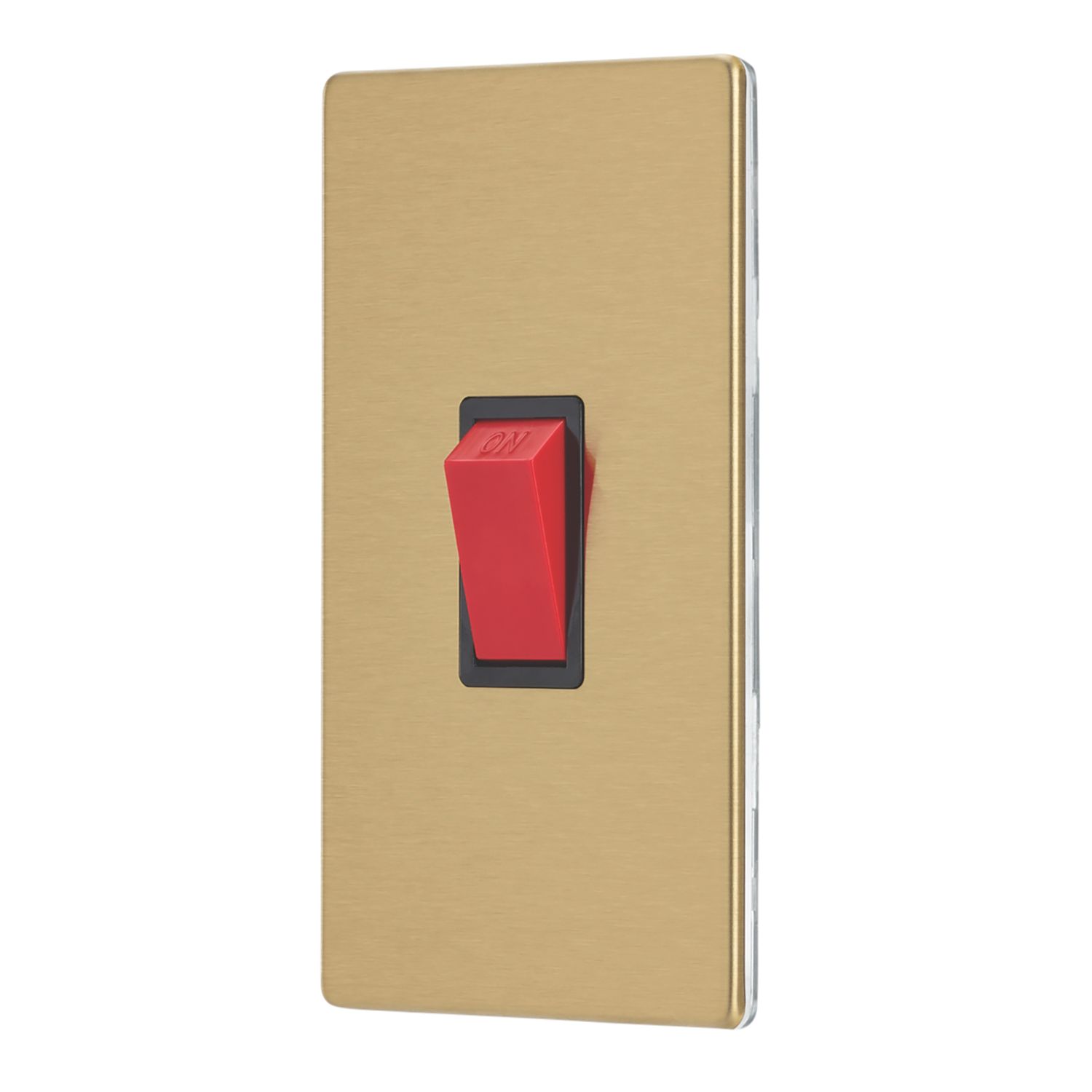 Contactum Lyric 45A 1-Gang DP Control Switch Brushed Brass with Black Inserts (703RR)