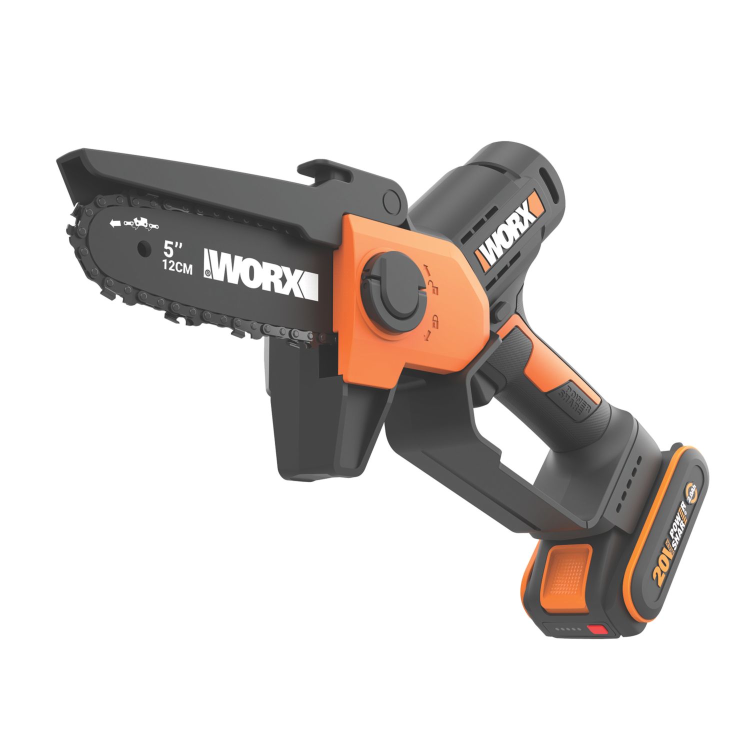 Worx 20V 1 x 2.0Ah Li-Ion PowerShare Cordless 12cm Mini Chainsaw (705EH)
