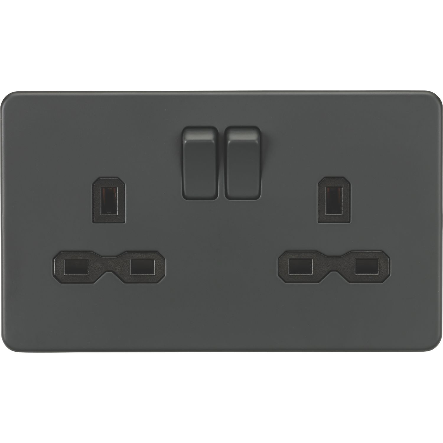 Knightsbridge 13A 2-Gang DP Switched Double Socket Anthracite with Black Inserts (706TY)