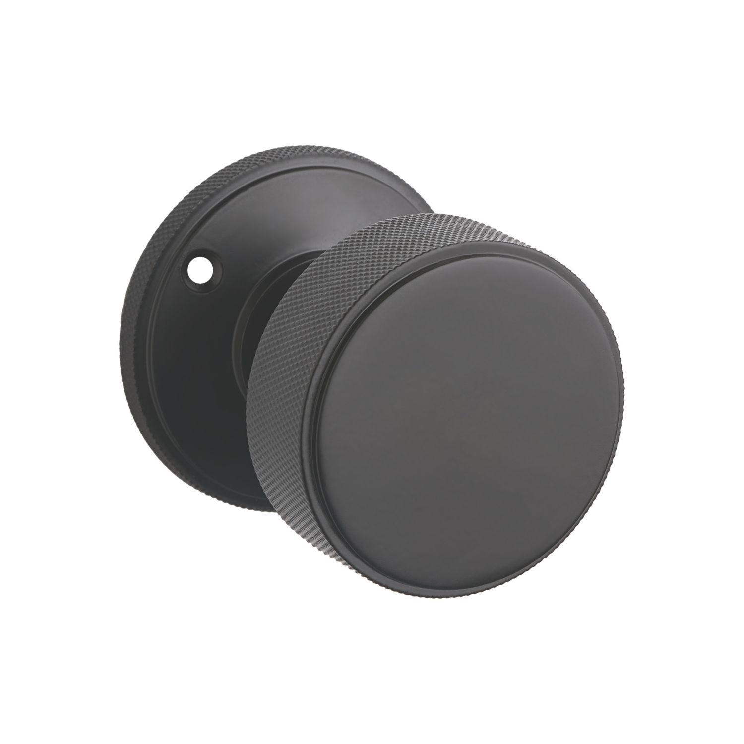 Designer Levers Kensington Knurled Door Knob 60mm Pair Matt Black (708KK)