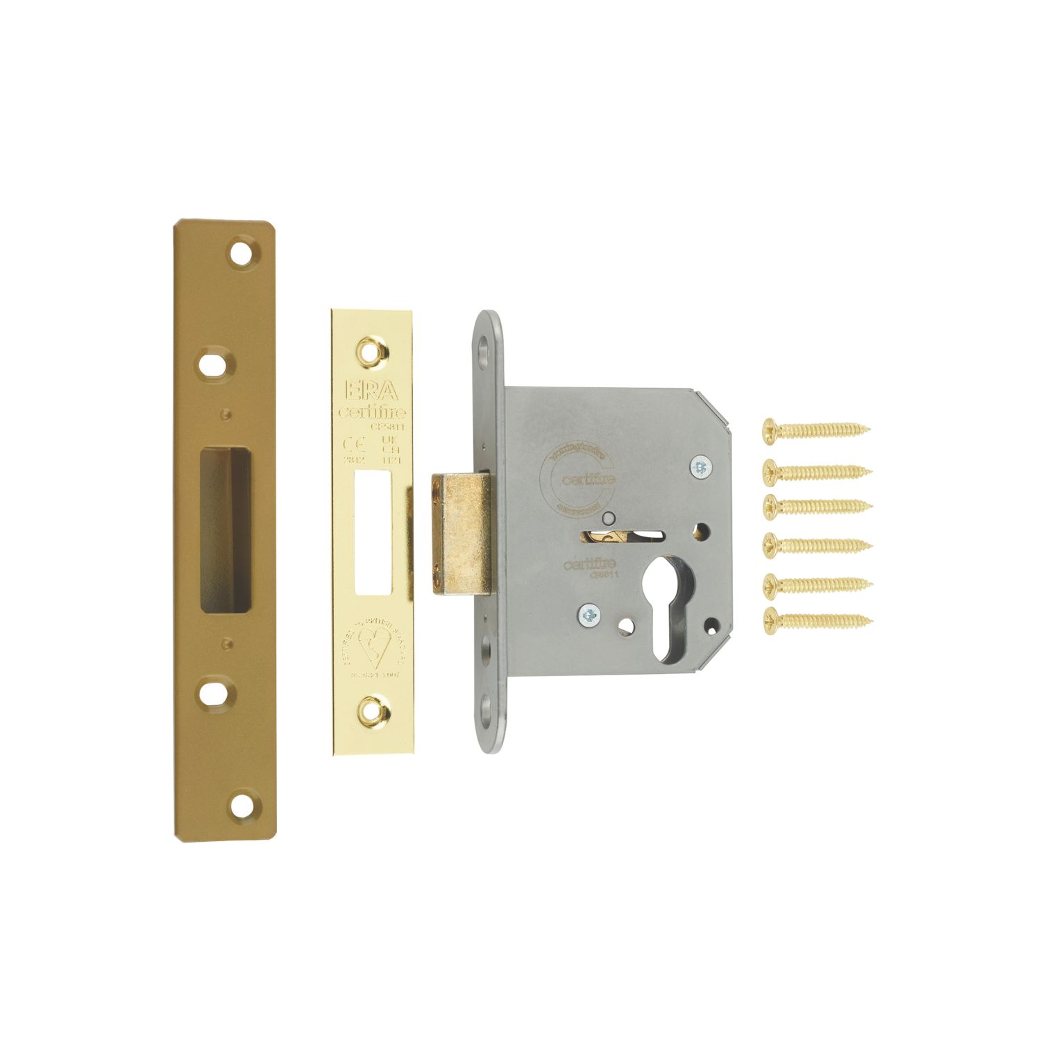 ERA Polished Brass Euro Deadlock 61mm Case - 56mm Backset (708KR)
