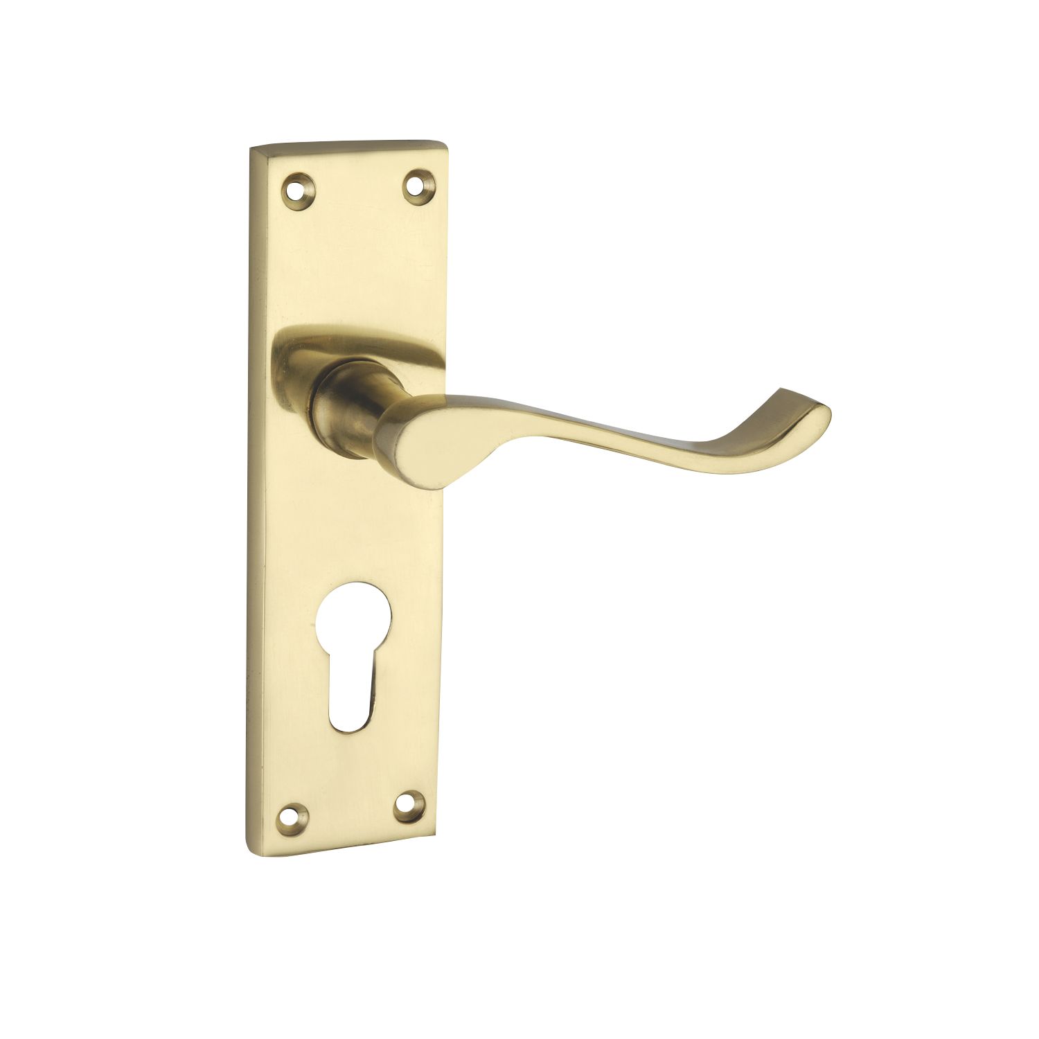 Smith & Locke Fire Rated Euro Lock Door Handles Pair Polished Brass (7101P)