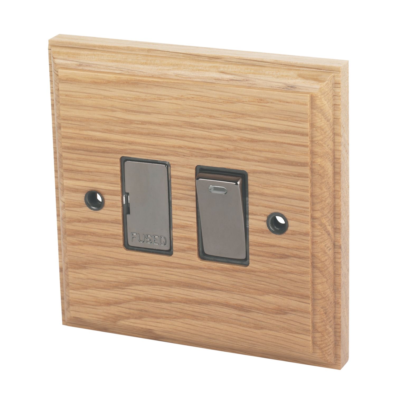 Varilight 13A Switched Fused Spur with Neon Classic Oak with Black Inserts (7103H)