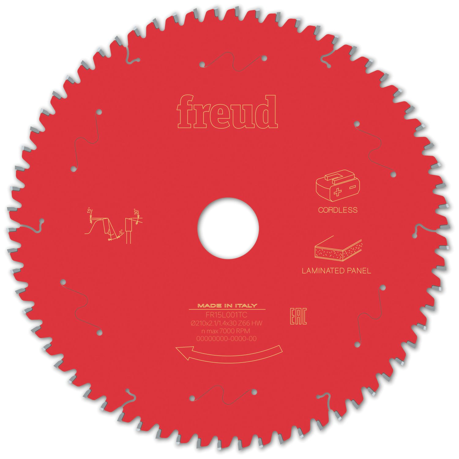 Freud F03FS10078 Laminate Panel Circular Saw Blade 210mm x 30mm 66T (710VV)
