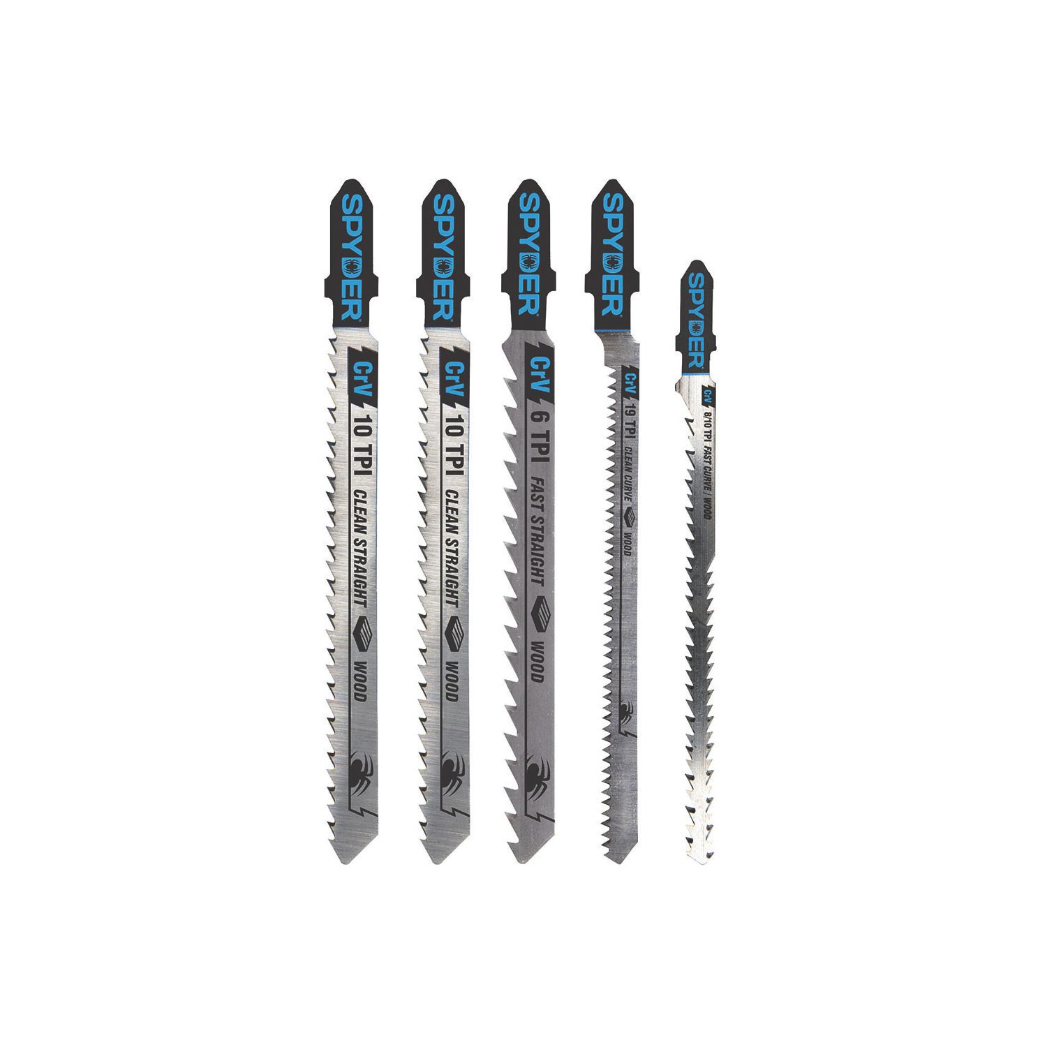 Spyder Wood T-Shank Jigsaw Blades 5 Piece Set (711YL)