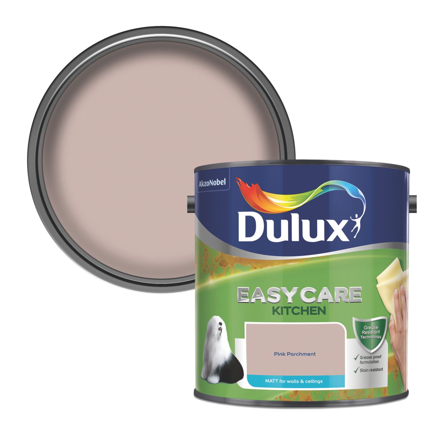 Dulux Easycare 2.5Ltr Pink Parchment Matt Emulsion Kitchen Paint (712RT)