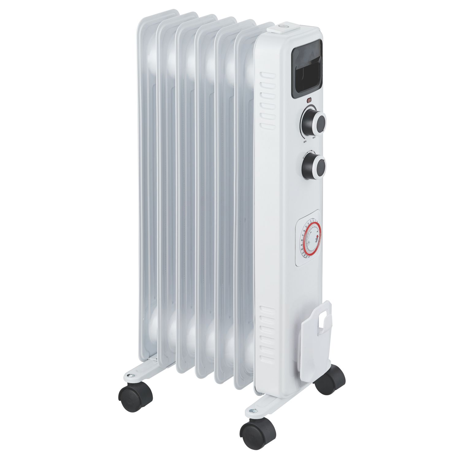 1500W Electric Portable Oil-Filled Radiator with Timer White/Black (714PG)