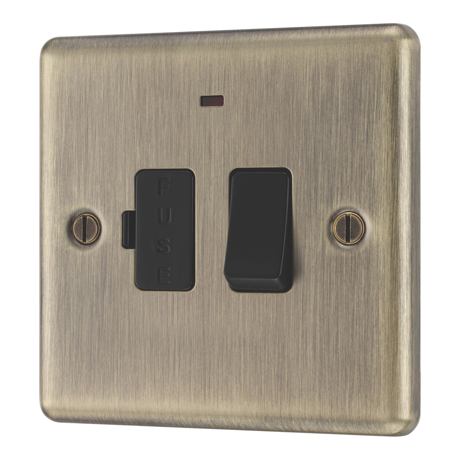 LAP 13A Switched Fused Spur with LED Antique Brass with Black Inserts (714PN)
