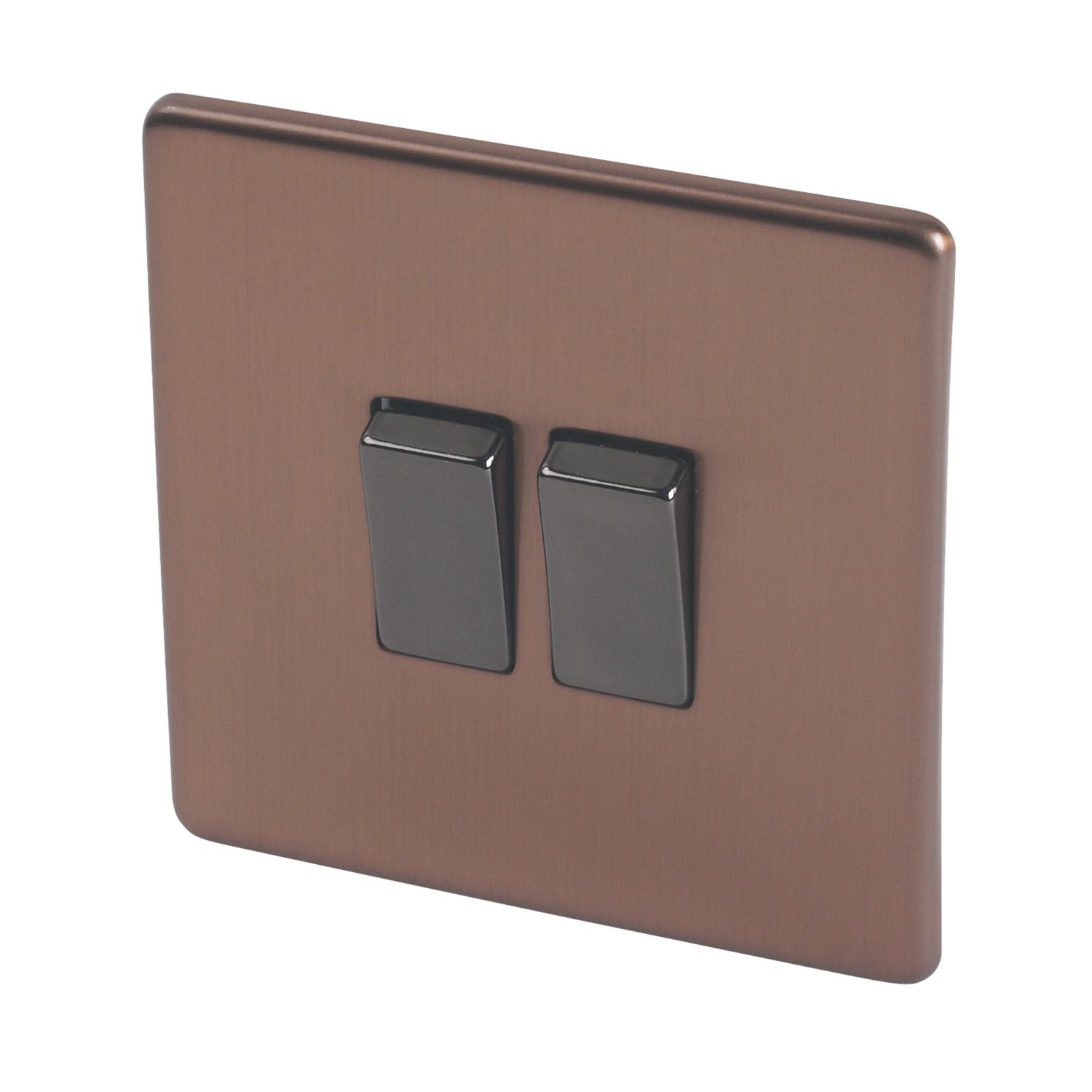 Varilight 10AX 2-Gang 2-Way Light Switch Brushed Bronze (7156H)