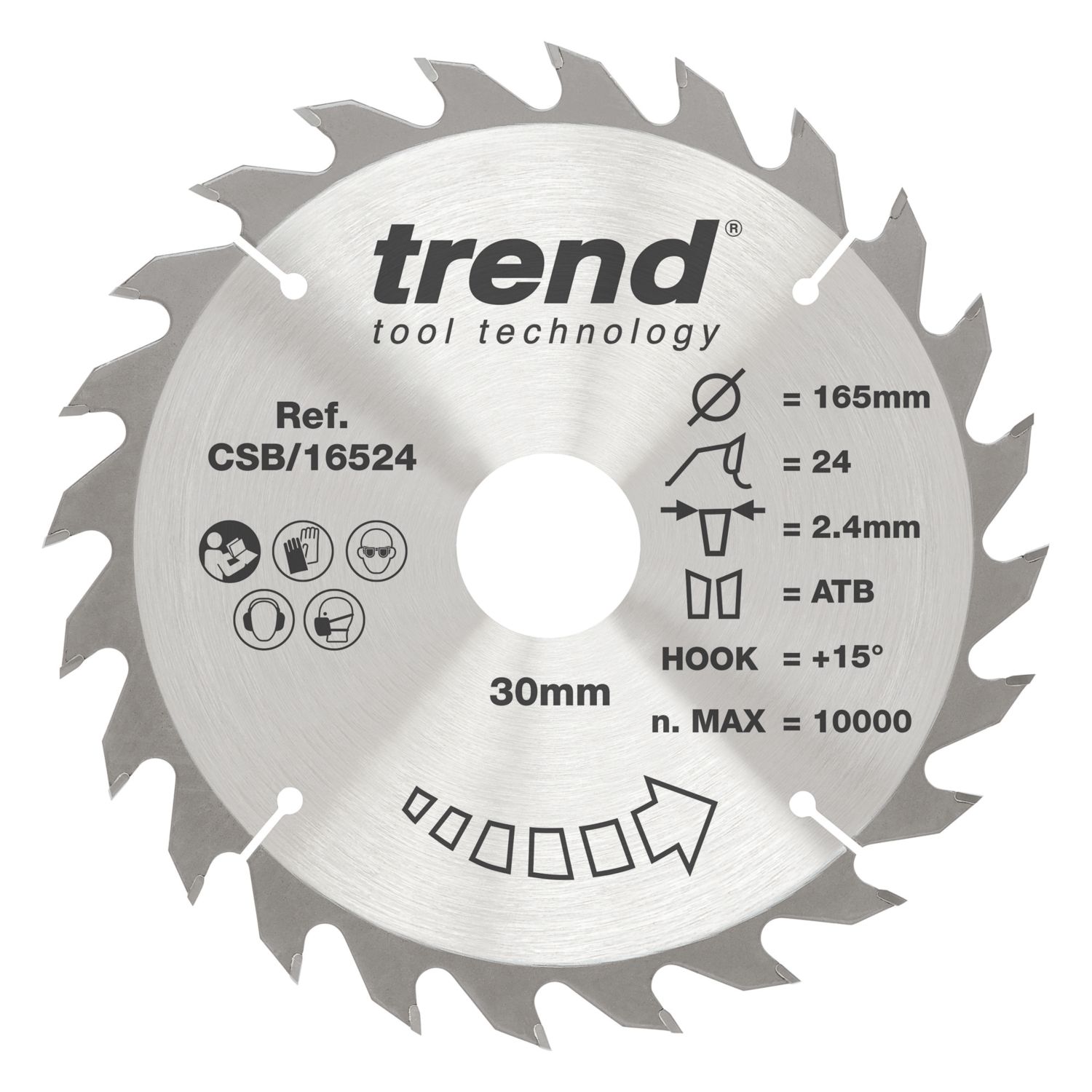Trend CSB/16524 Wood/Chipboard/MDF Circular Saw Blade 165mm x 30mm 24T (715PV)
