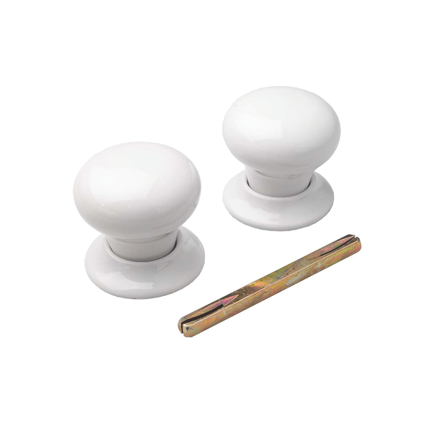 Essentials Porcelain Mortice Knobs 60mm Pair White (7162H)