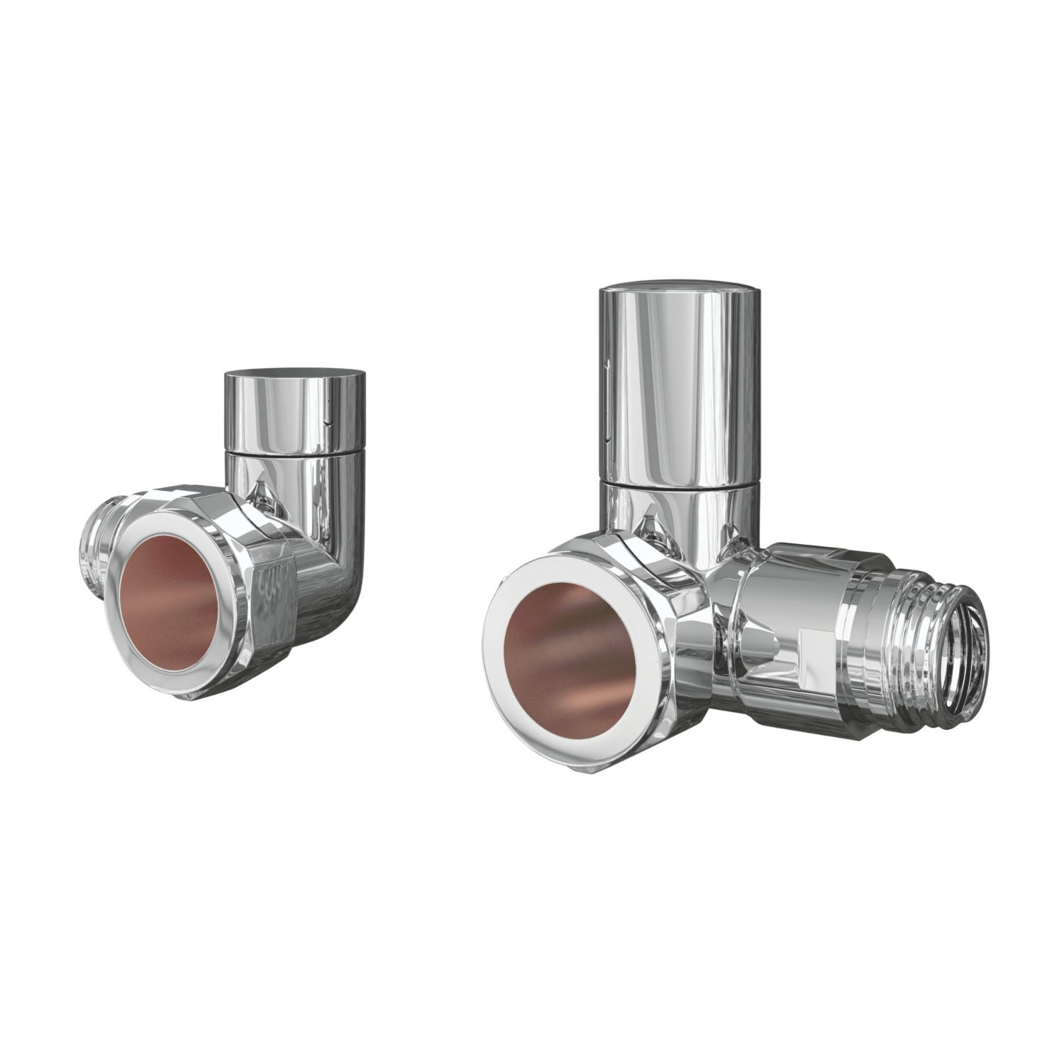 ETAL Rise 15mm x 1/2" Chrome Corner Designer Manual Radiator Valve Head & Body 2 Pack (720VV)