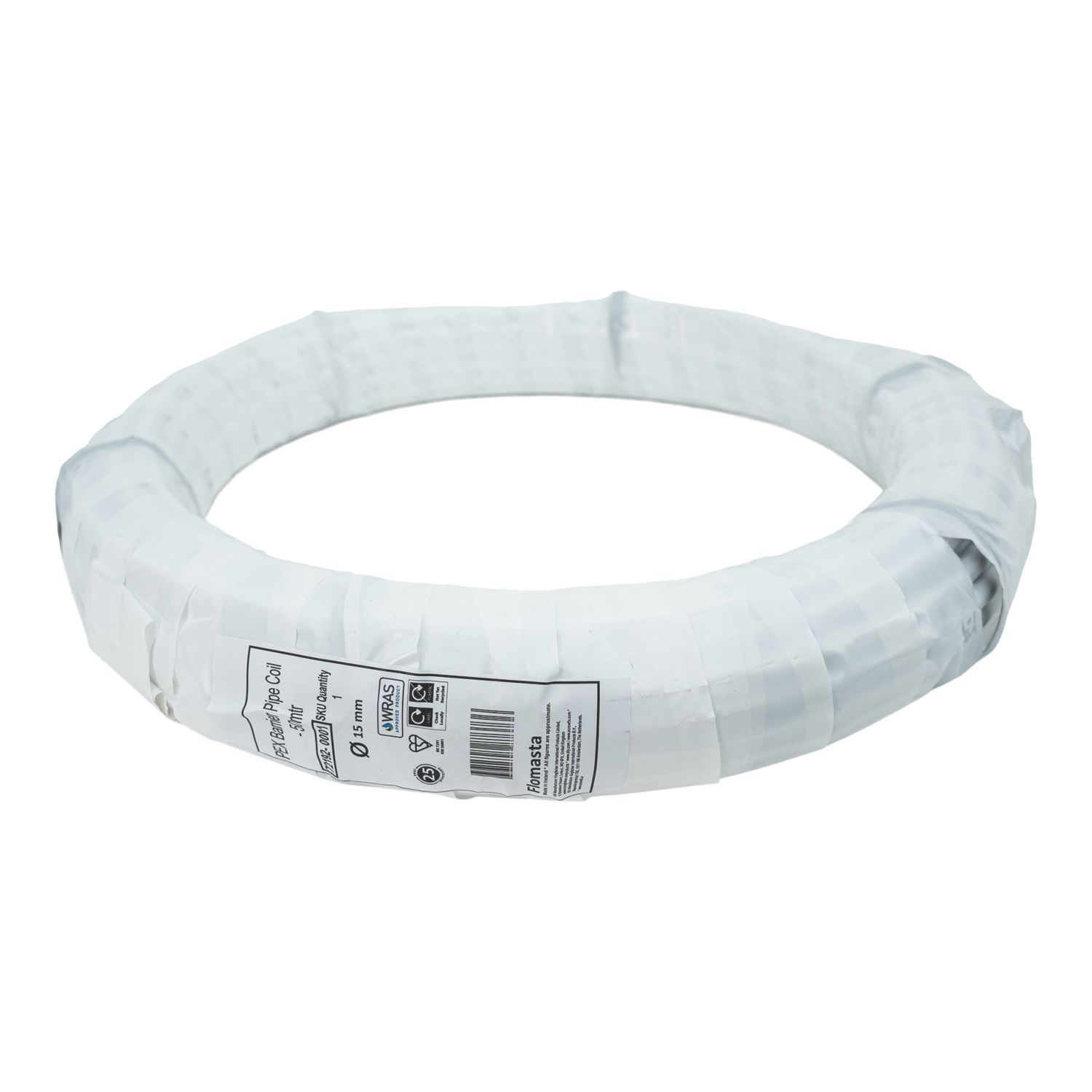 Flomasta Push-Fit PE-X Barrier Pipe 15mm x 50m White (72192)