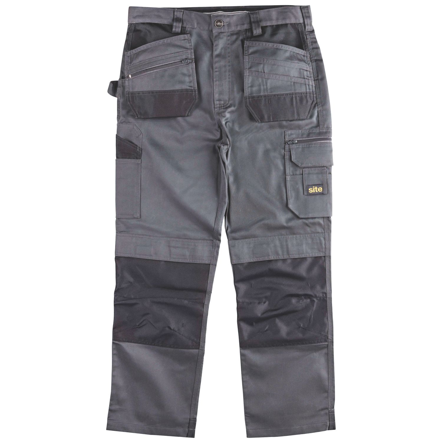 Site Jackal Work Trousers Grey / Black 30" W 34" L (7219V)