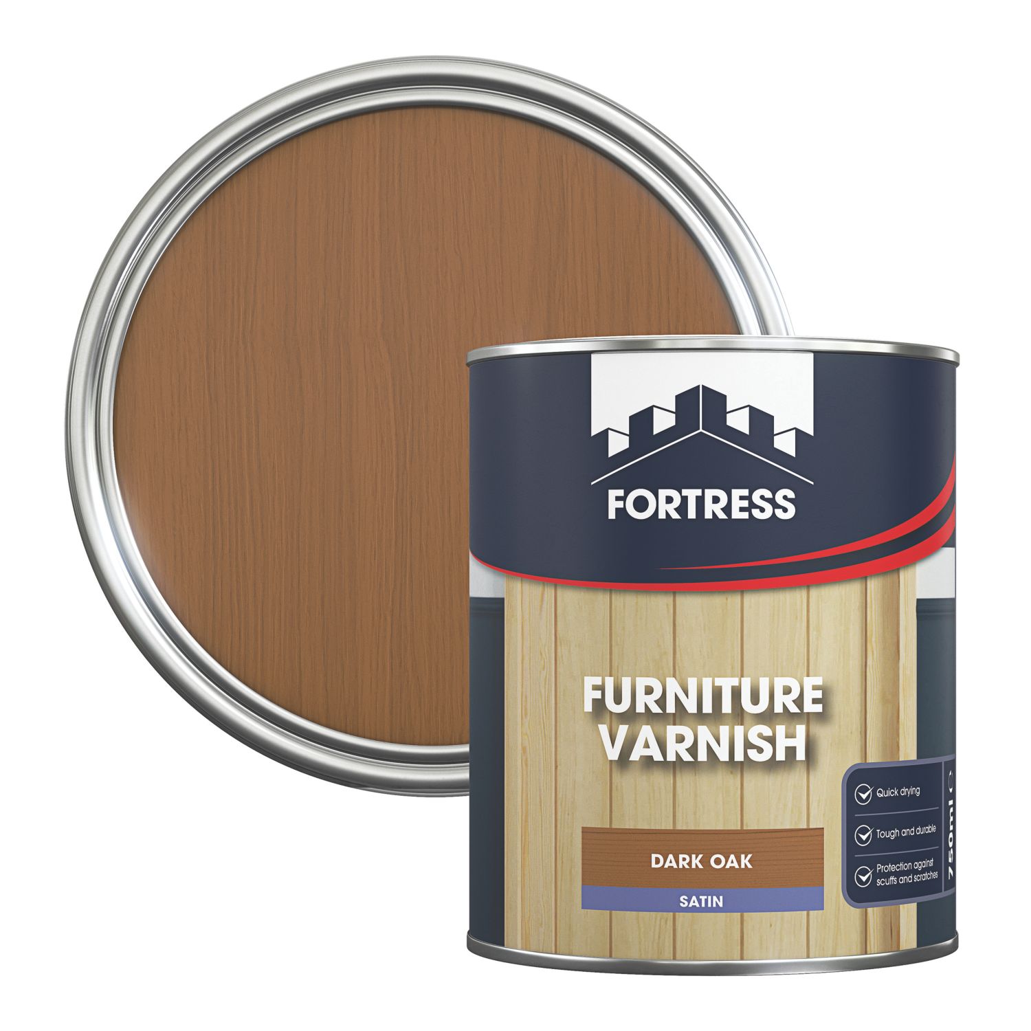 Fortress 750ml Dark Oak Satin Water-Based Interior Furniture Varnish (721JM)