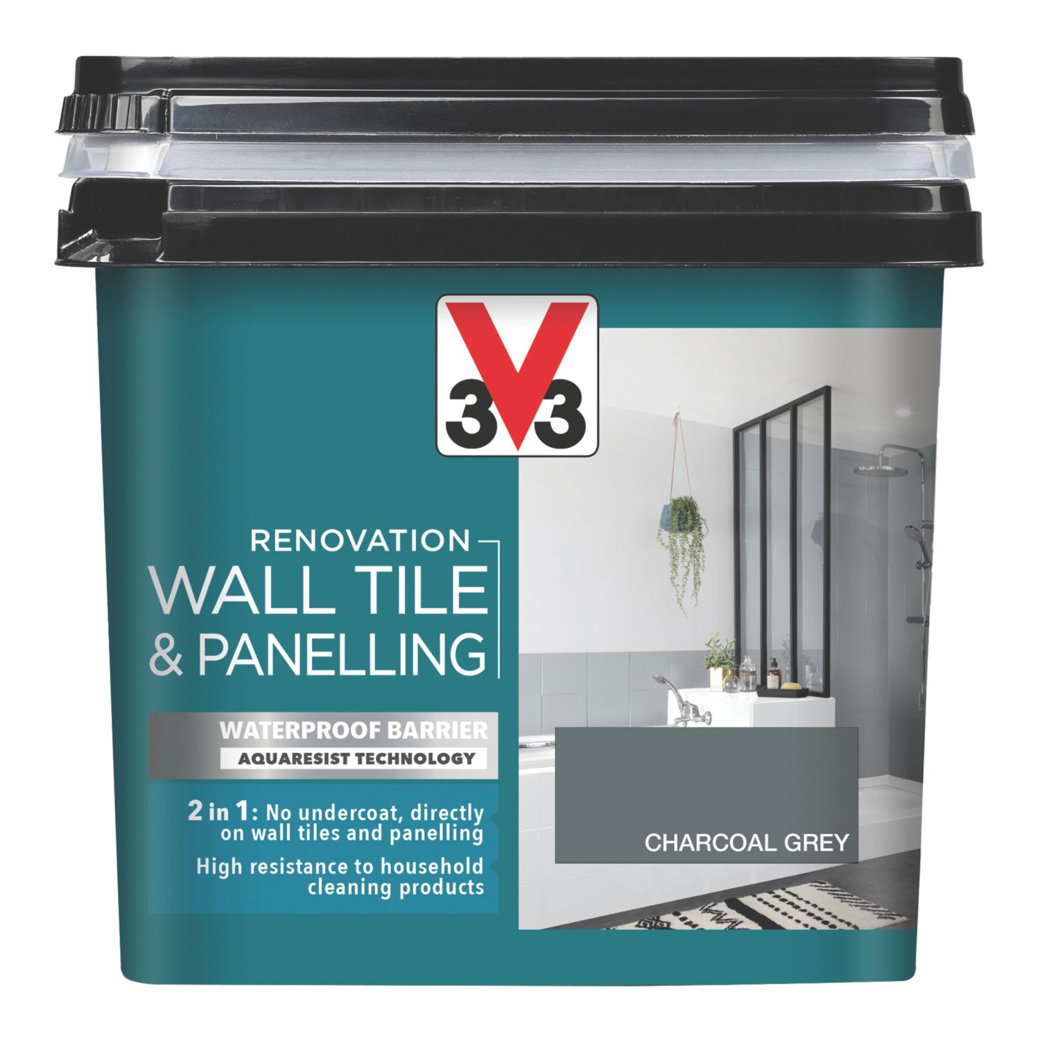 V33 750ml Charcoal Grey Satin Tile Paint (722FW)