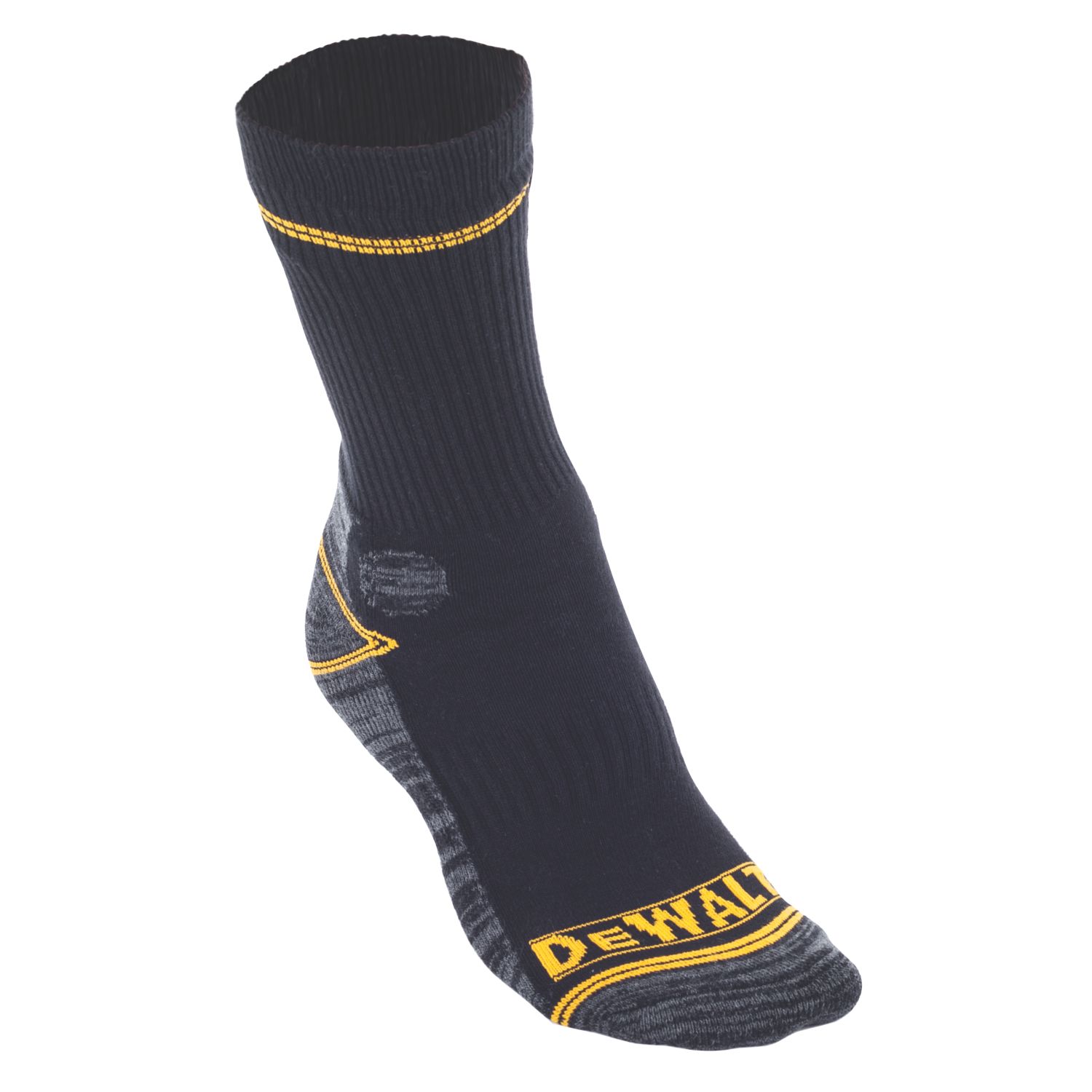 DEWALT Pro Comfort Work Socks Black/Grey/Yellow 7-12 1 Pair (723JF)