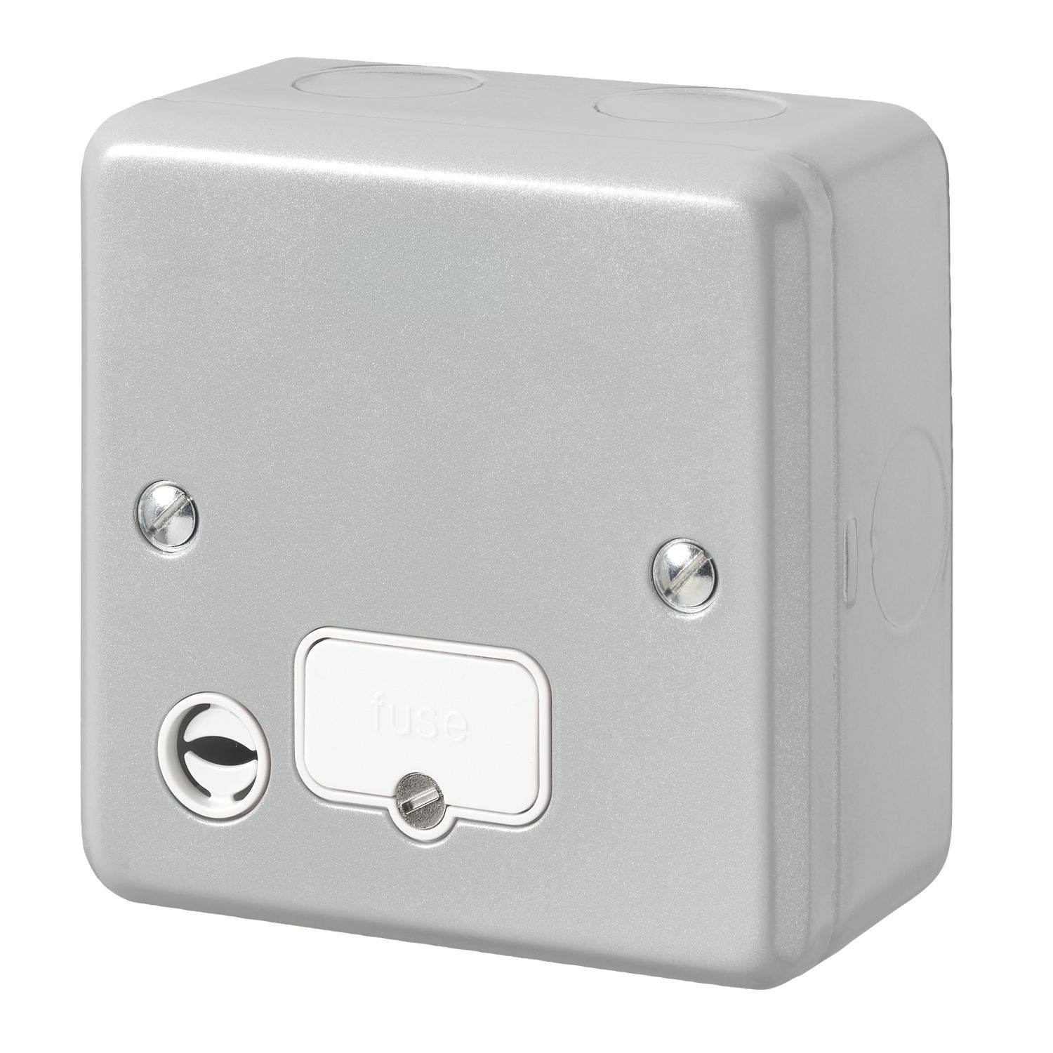 MK Metal-Clad Plus 13A Unswitched Metal Clad Fused Spur & Flex Outlet Aluminium with White Inserts (723JR)