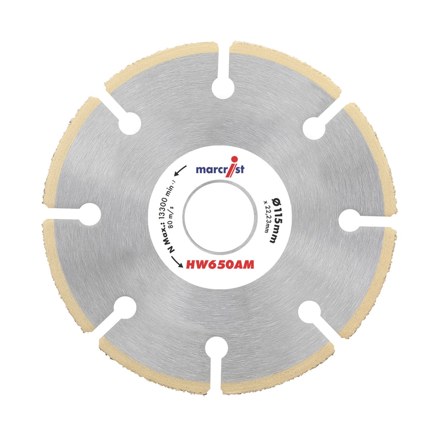 Marcrist HW650 Multi-Material Cordless Angle Grinder Diamond Wood Blade 115mm x 22.23mm (7249R)