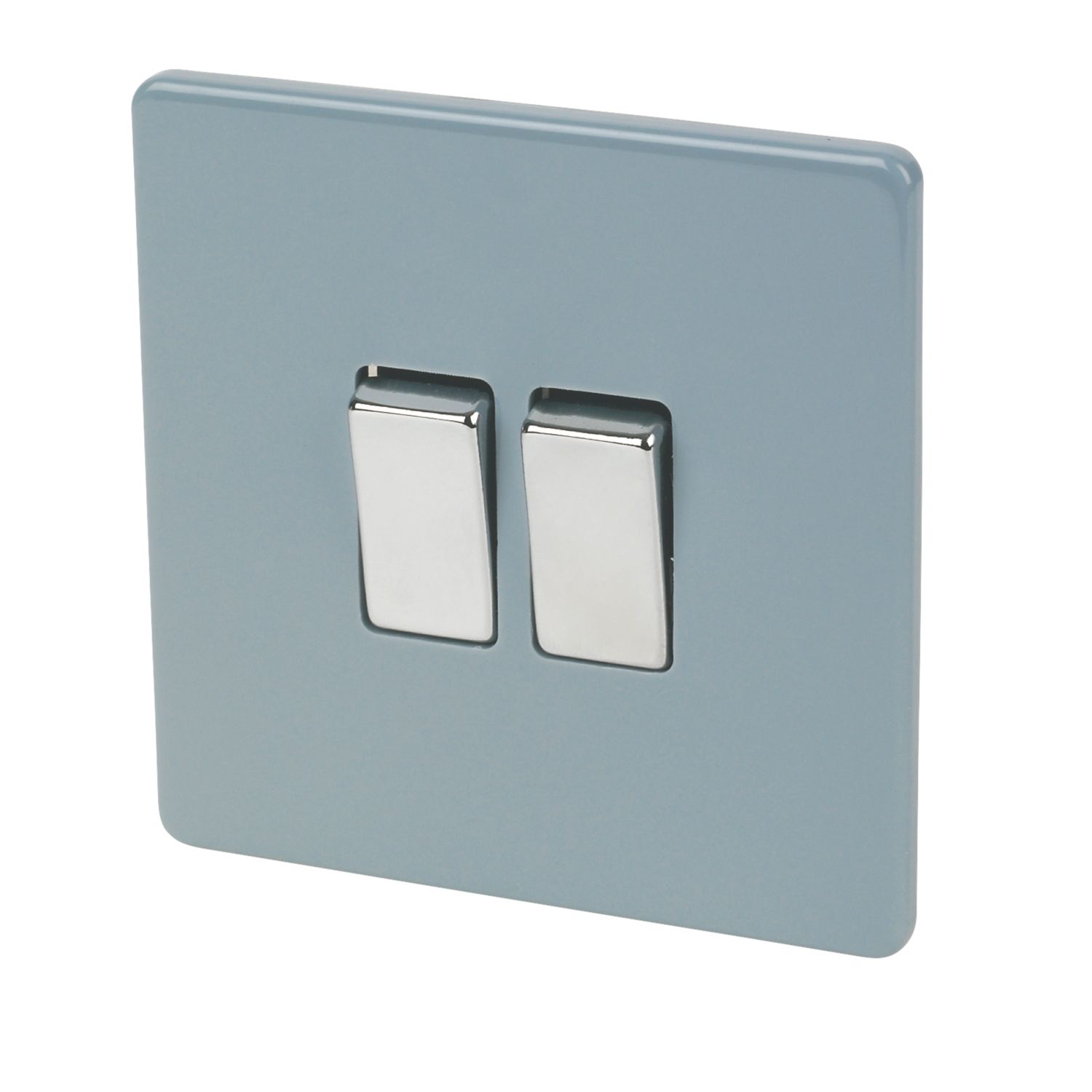 Varilight 10AX 2-Gang 2-Way Light Switch Sky Blue (7254F)