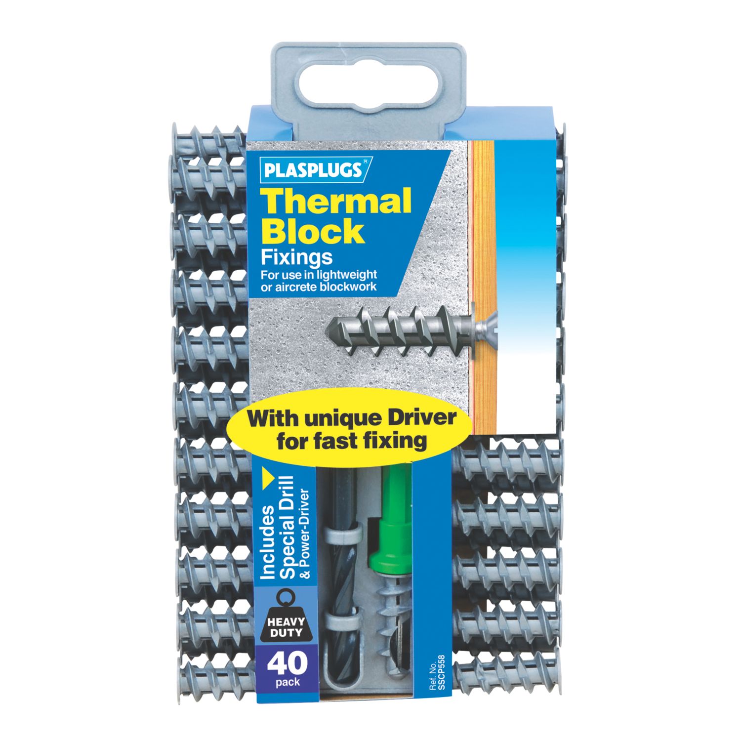 Plasplugs Thermal Block Fixings Nylon 33mm 40 Pack (7264K)