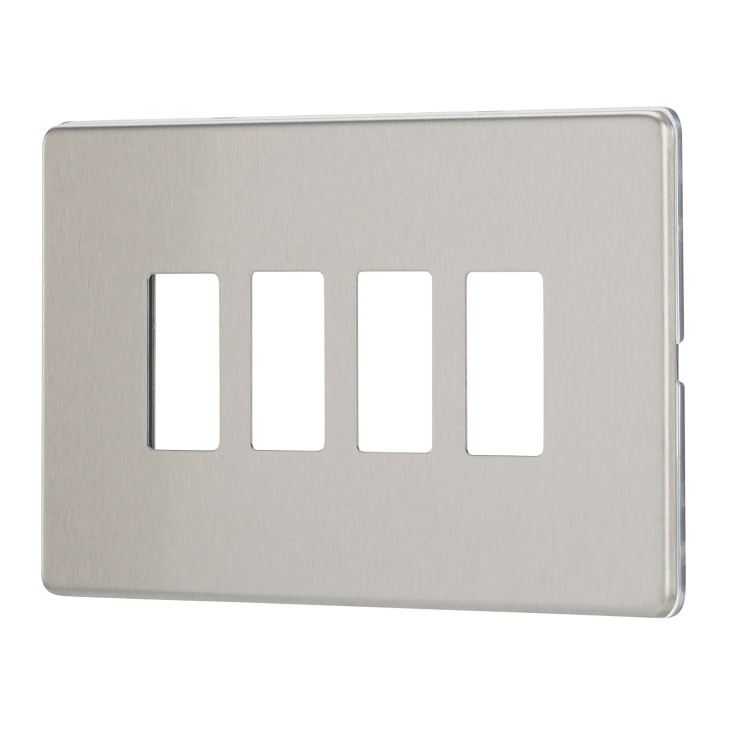 Contactum Lyric 4-Module Grid Faceplate Brushed Steel (726RP)