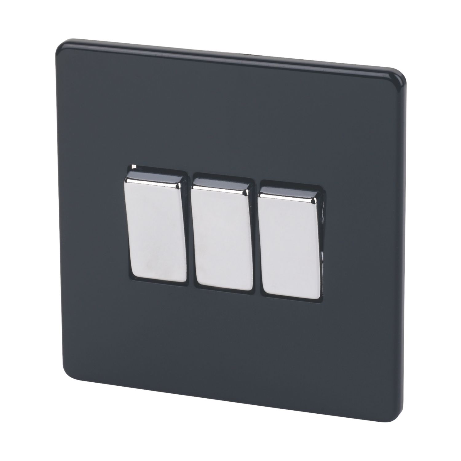 Varilight 10AX 3-Gang 2-Way Light Switch Jet Black (72735)