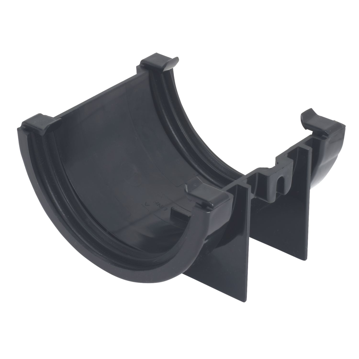 FloPlast MiniFlo uPVC Half Round Gutter Union Black 76mm (72759)