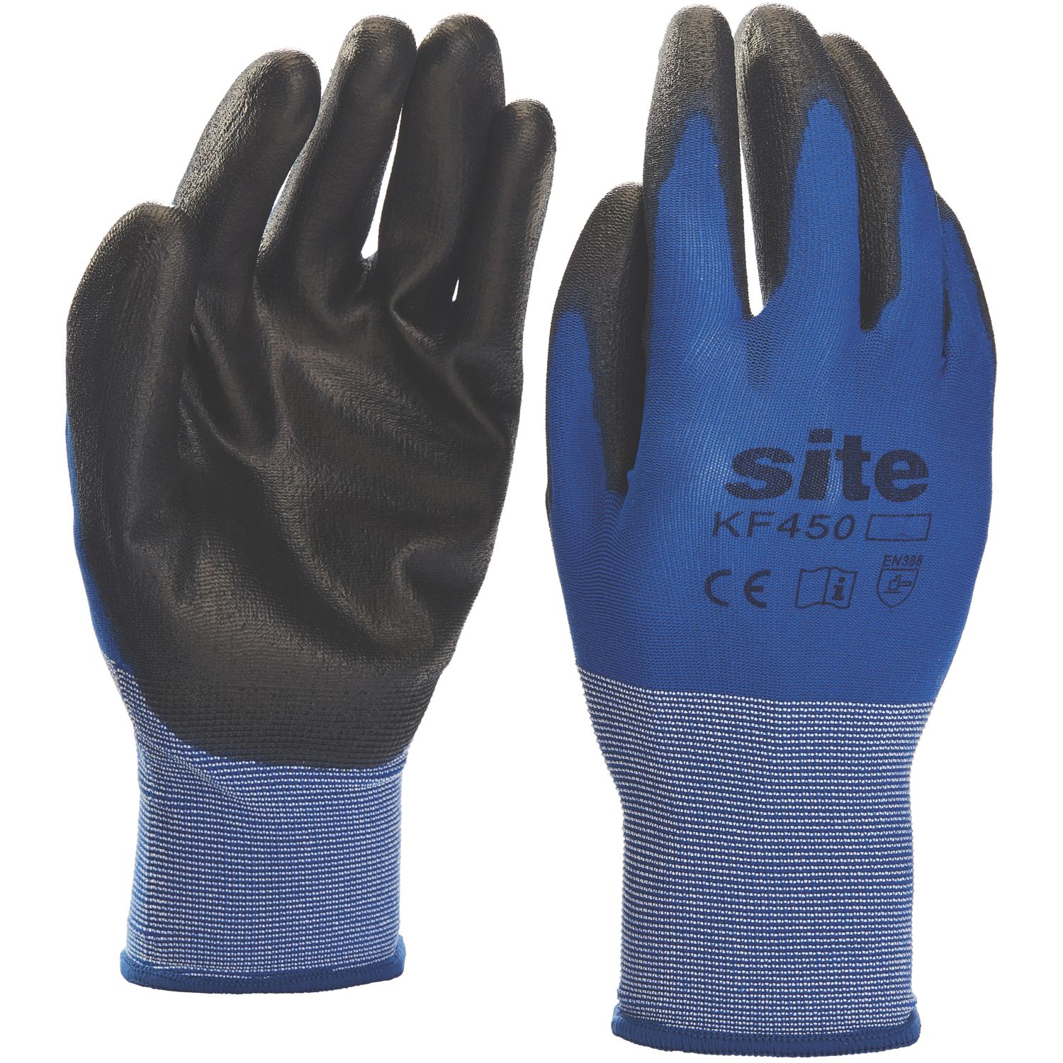 Site Premium PU Gloves Blue/Black Large (727FR)
