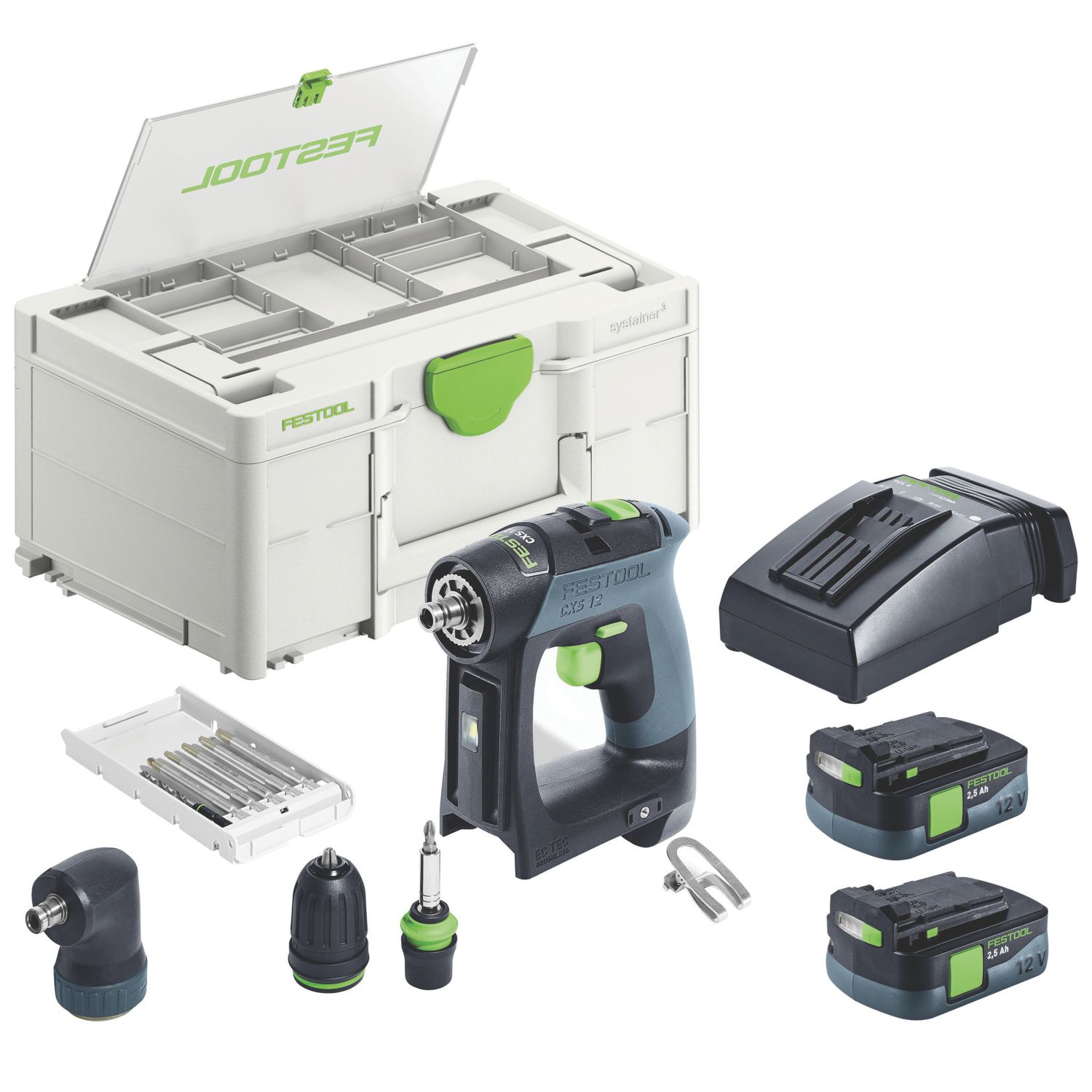 Festool CXS 12 2,5-Set 12V 2 x 2.5Ah Li-Ion Brushless Cordless Drill (727VR)