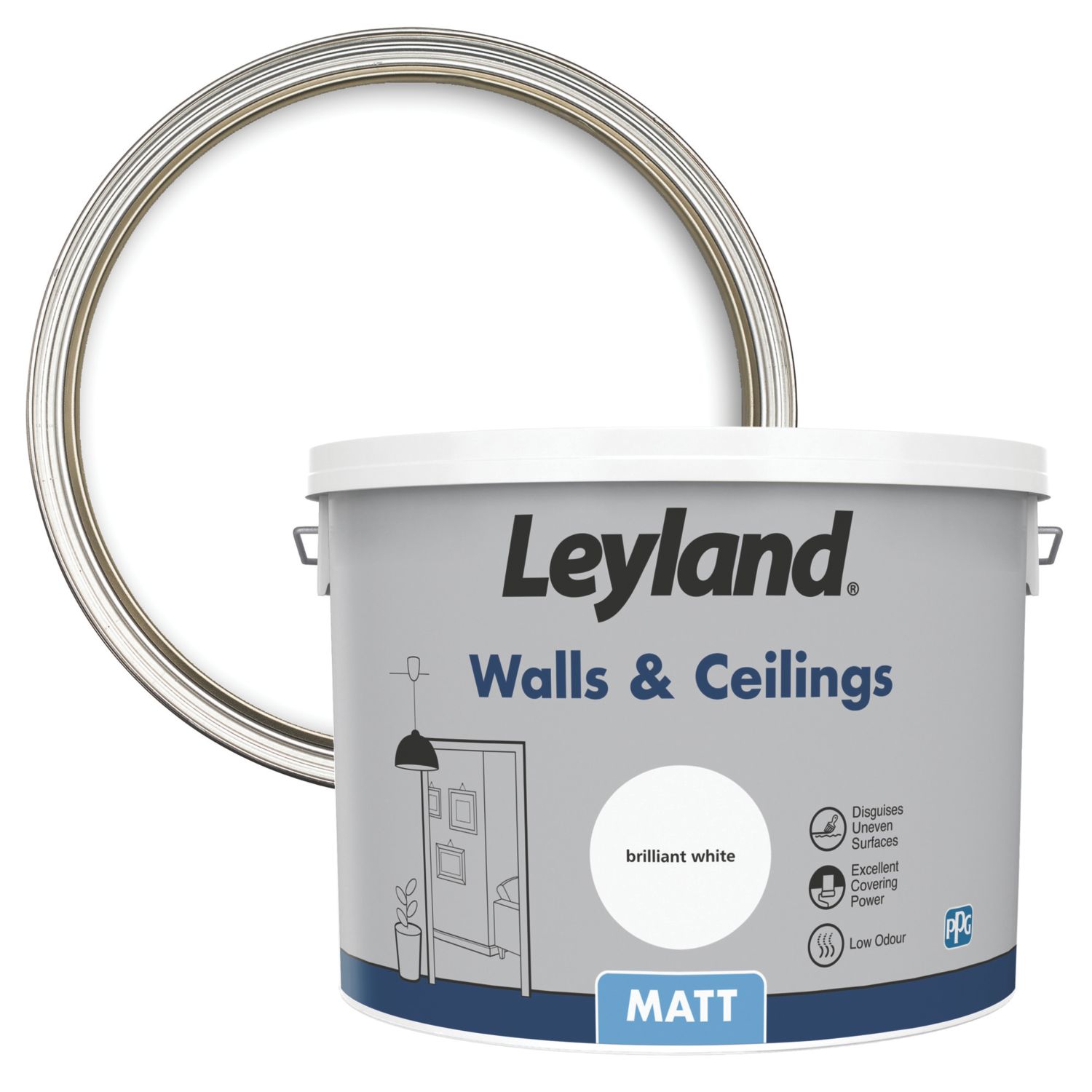 Leyland Retail 10Ltr Brilliant White Matt Emulsion Paint (7291V)