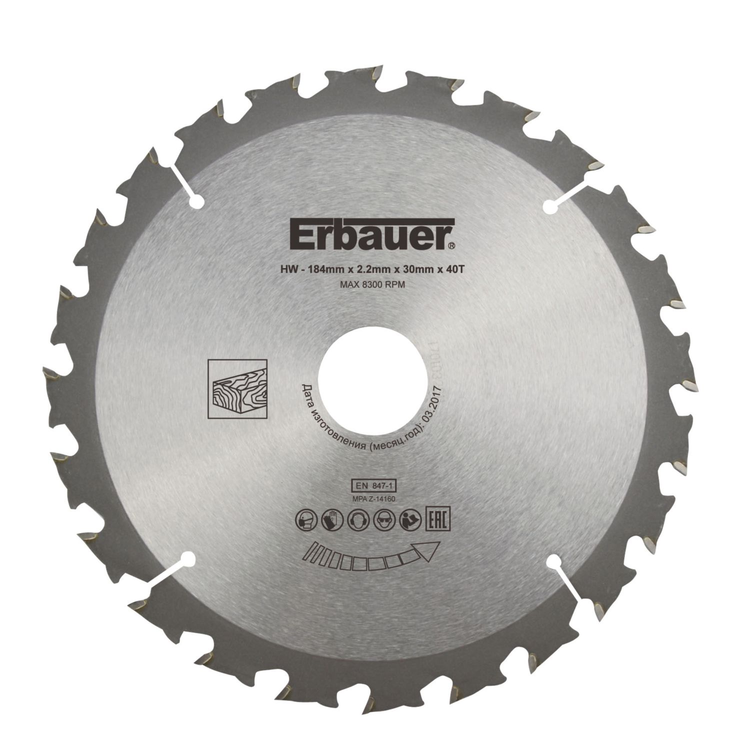 Erbauer Wood TCT Saw Blade 184mm x 30mm 40T (7304V)