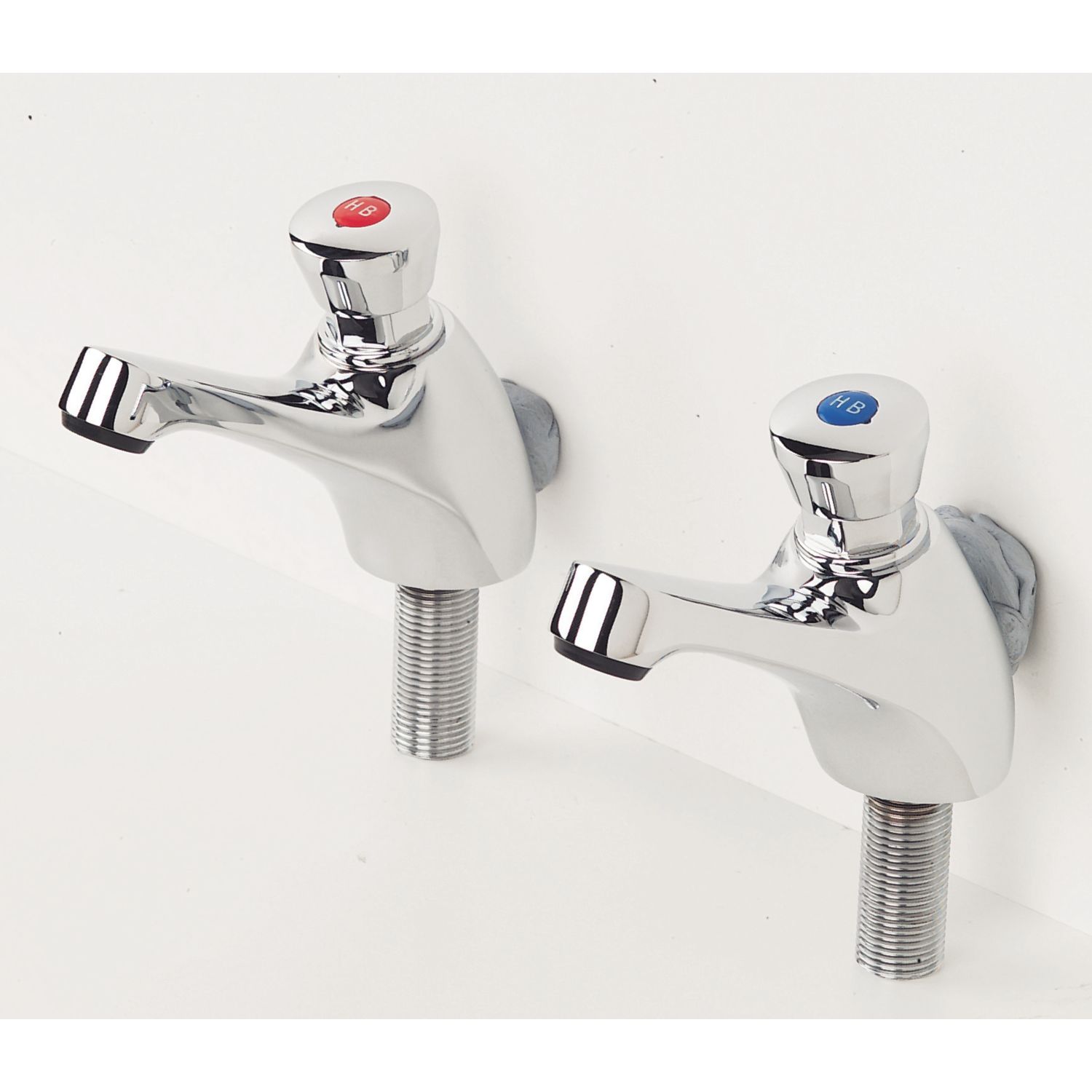 Chrome 99mm Self-Closing 2 Tap Holes Basin Pillar Tap (73178)