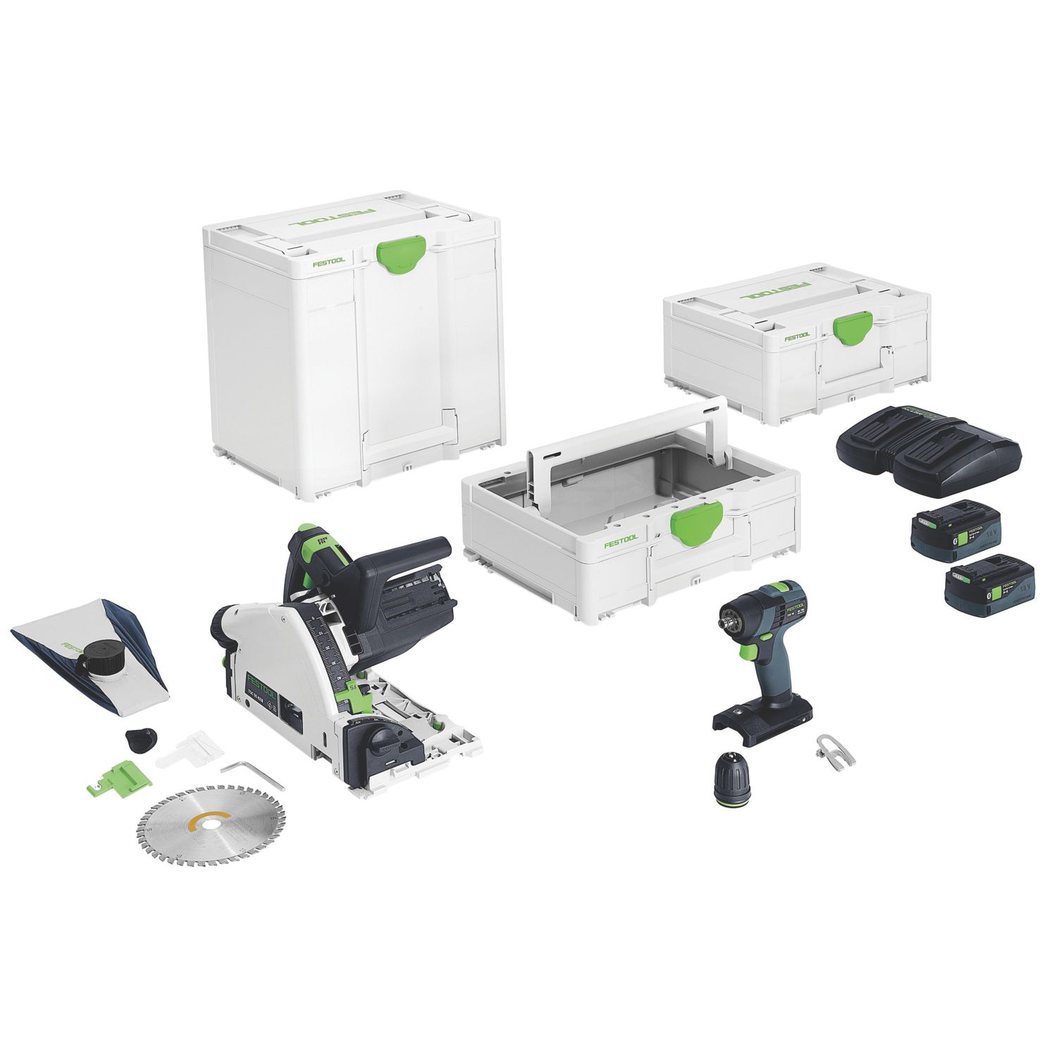 Festool 578028 18V 2 x 5.0Ah Li-Ion Airstream & Bluetooth Brushless Cordless Twin Pack (731VT)