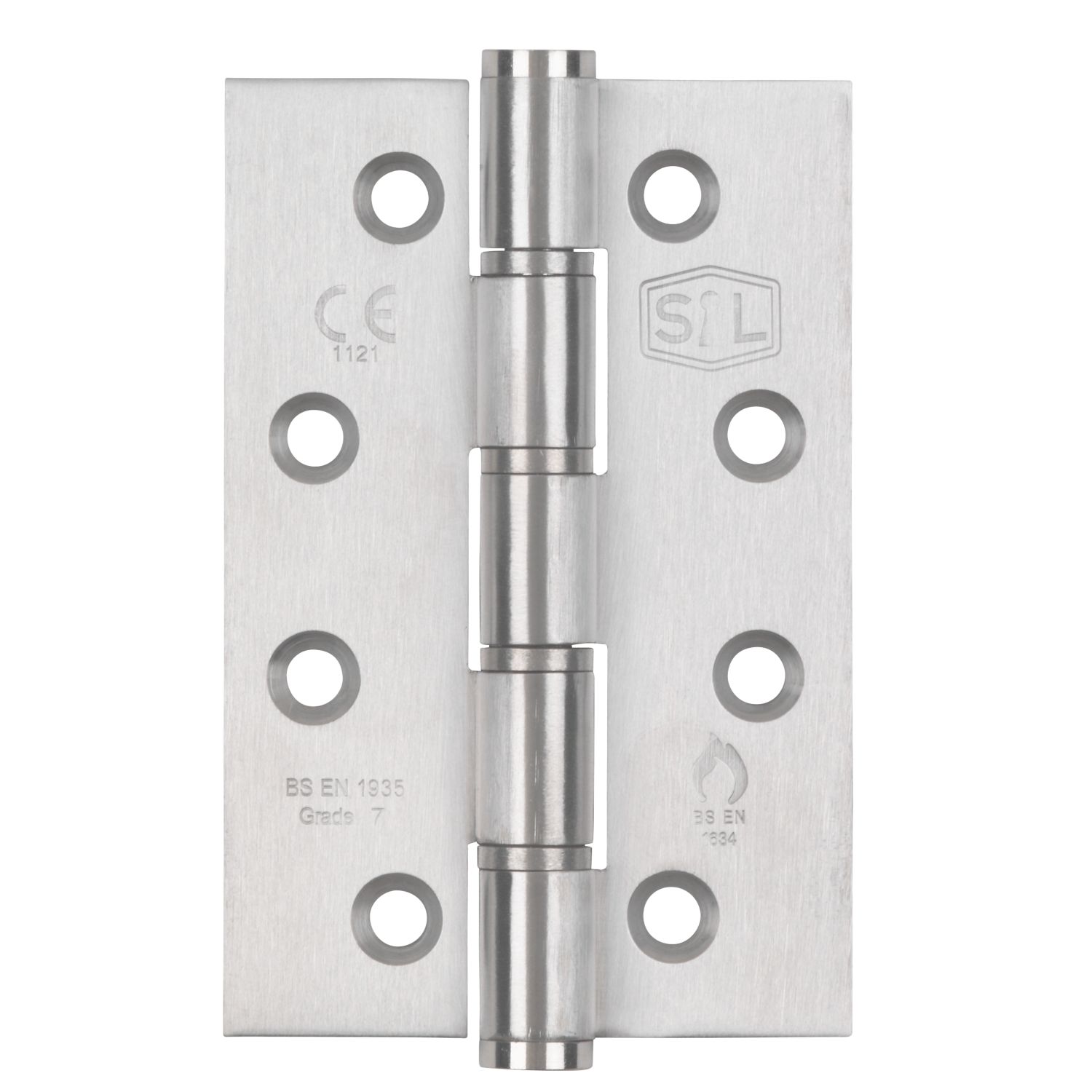 Smith & Locke Satin Stainless Steel Grade 7 Fire Rated Washered Hinges 102mm x 67mm 2 Pack (7341J)