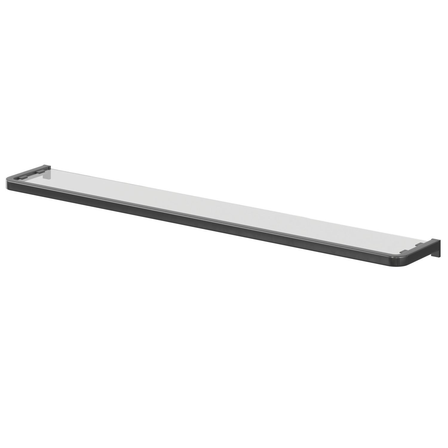 Elland Black Steel & Glass Bathroom Shelf 600mm x 120mm x 20mm (734PE)