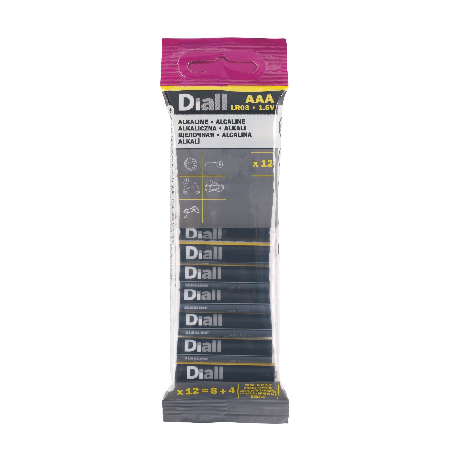 Diall AAA 1.5V Alkaline Batteries 12 Pack (7353K)