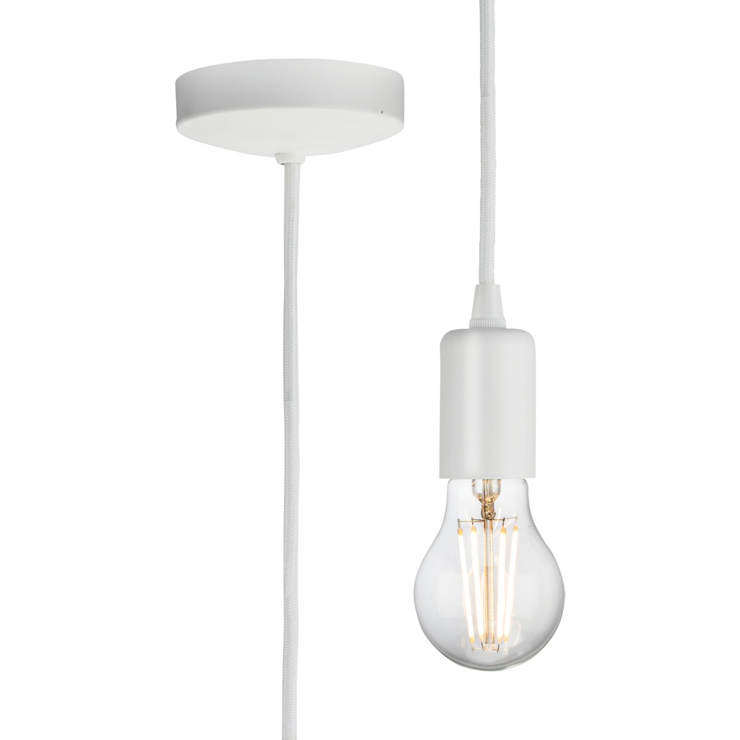 Knightsbridge Contemporary Long Pendant Matt White (735TY)