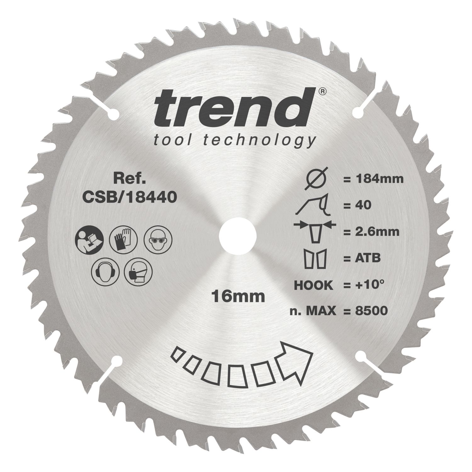 Trend CSB/18440 Wood Circular Saw Blade 184mm x 16mm 40T (736XG)
