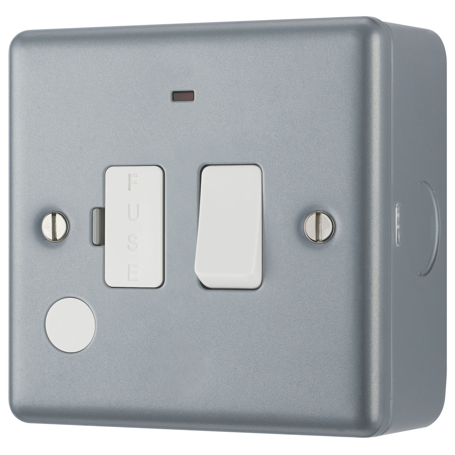 British General 13A Switched Metal Clad Fused Spur & Flex Outlet with LED with White Inserts (737PF)