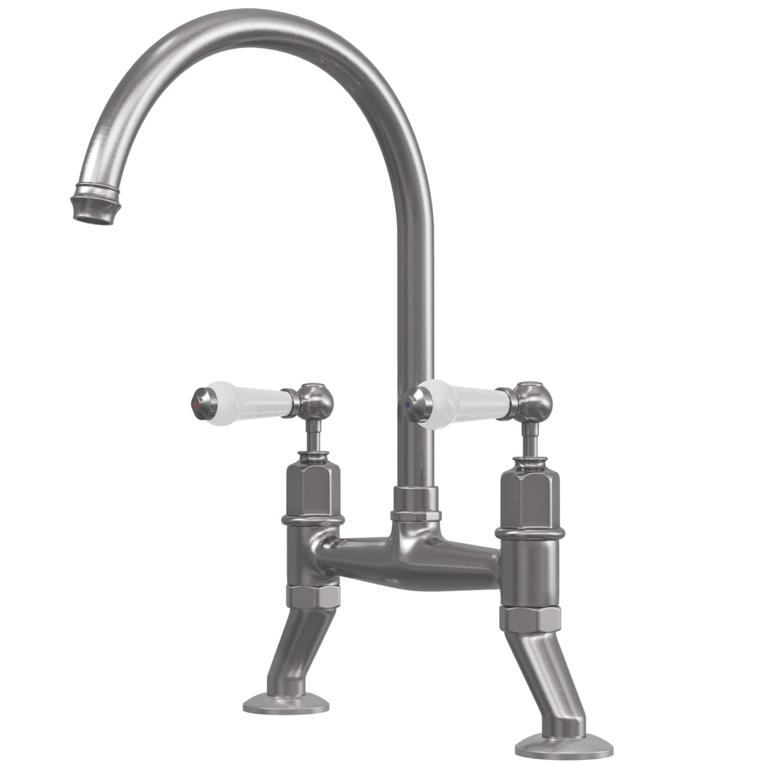 ETAL Alton Deck Mounted Dual Lever Bridge Mixer Pewter (739JL)