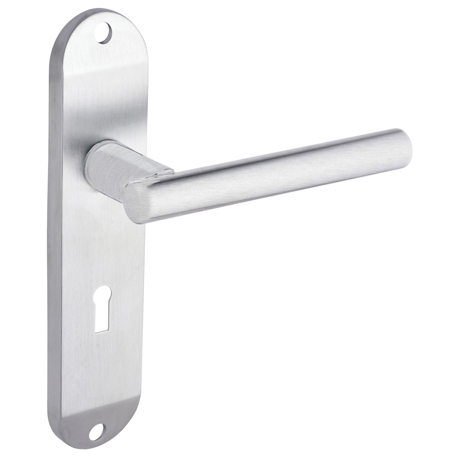 Smith & Locke Asker Fire Rated Lock Lever Door Handles Pair Satin Chrome (740JX)