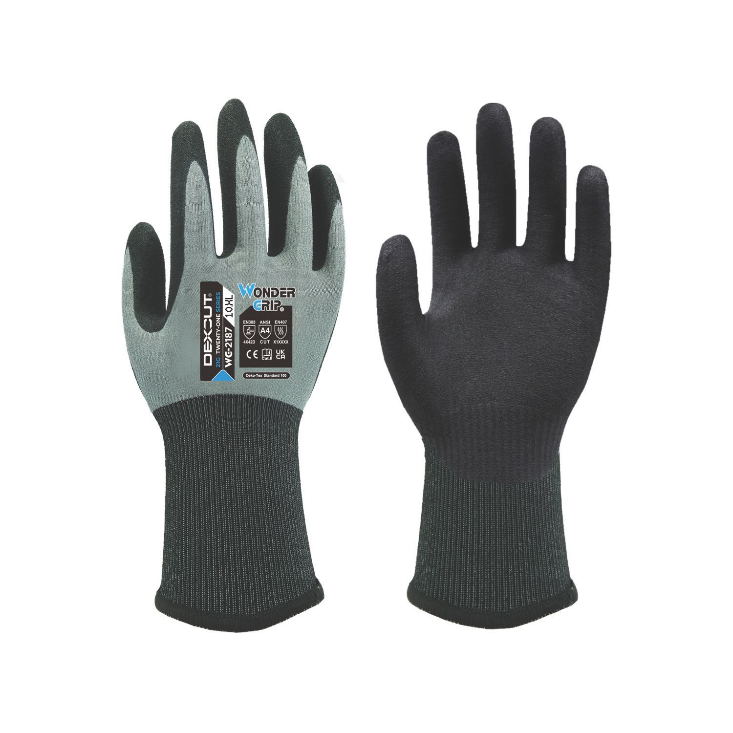 Wonder Grip WG-2187 Dexcut Cut-Resistant Gloves Grey X Large (741VJ)