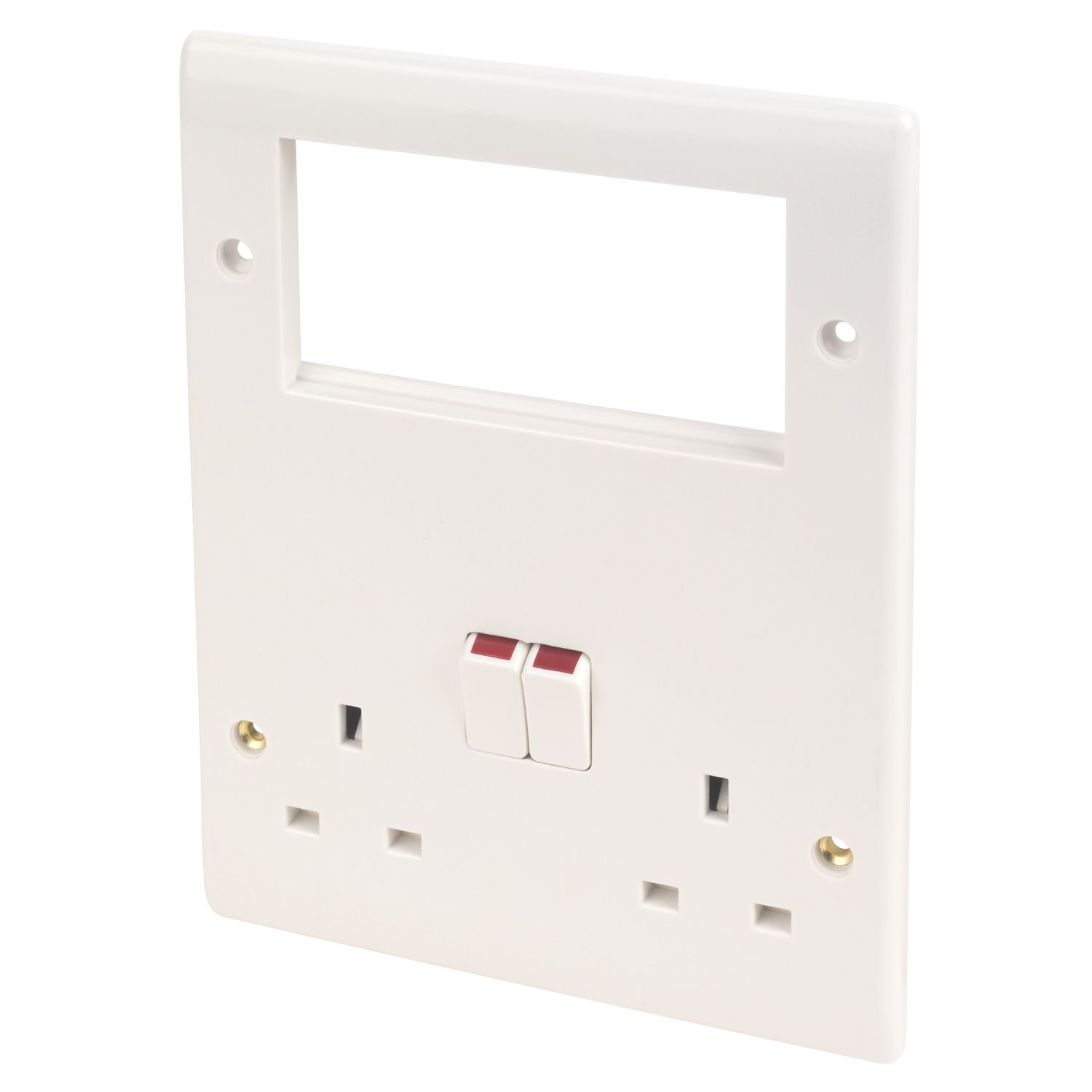 British General 800 Series 13A 2-Gang DP Combination Plate White (7425F)