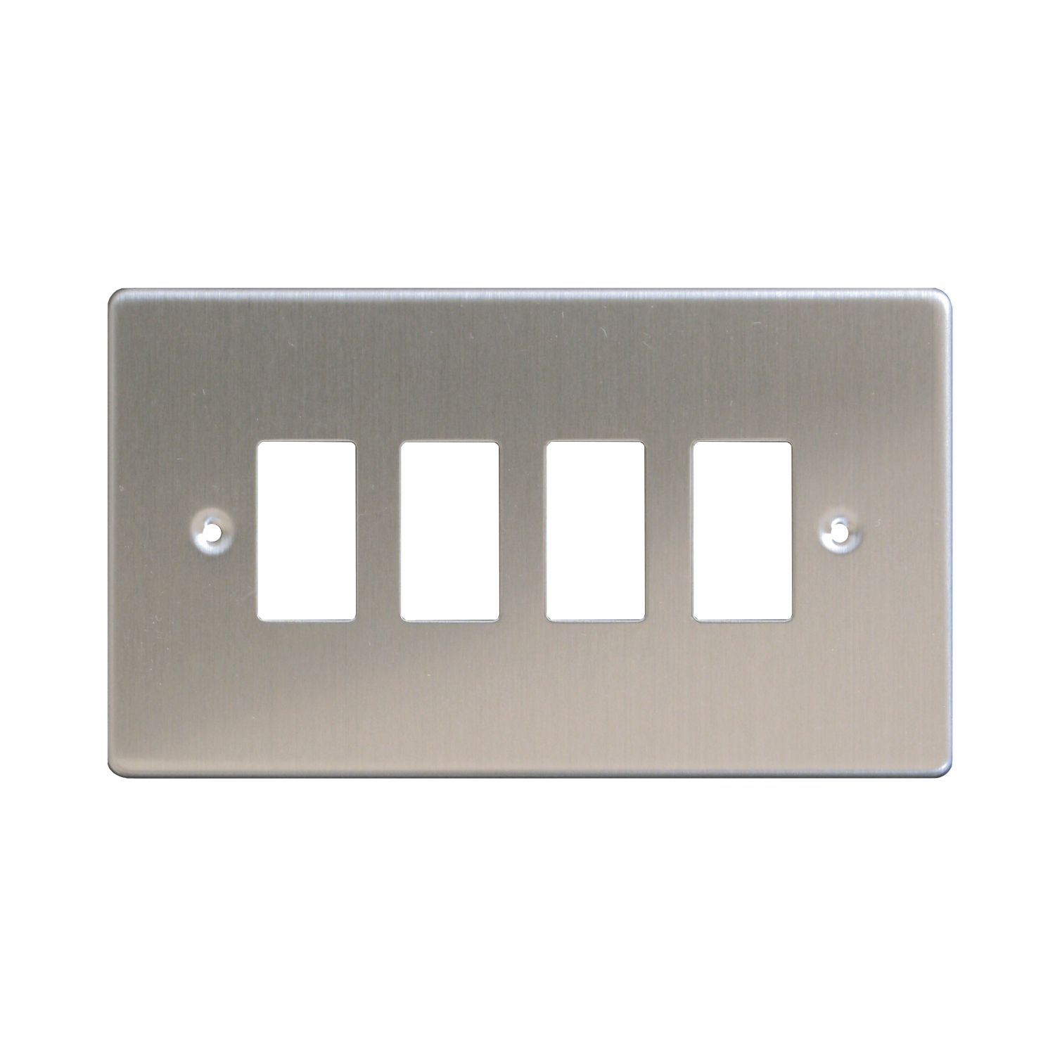 Varilight PowerGrid 4-Module Grid Faceplate Brushed Steel (74310)